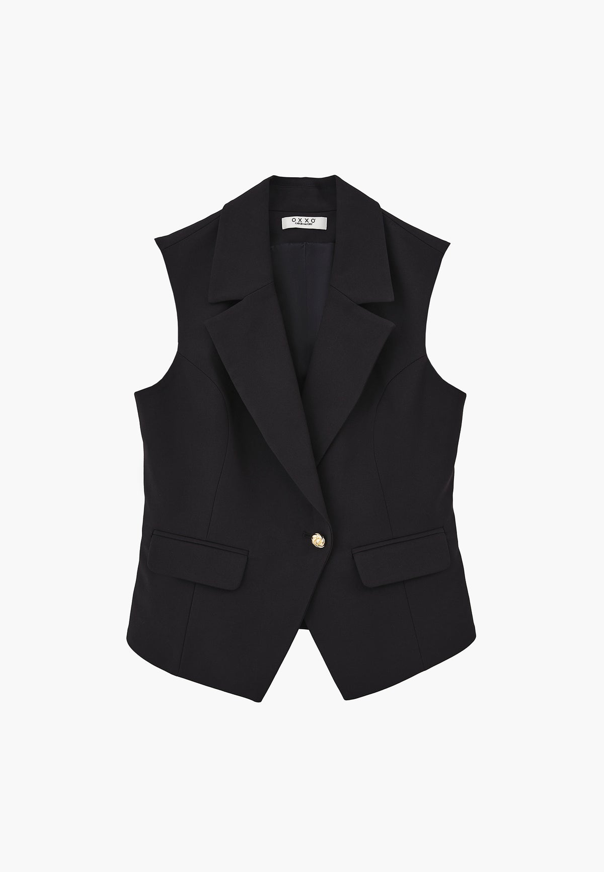 Double-Breasted Collar Buttoned Vest - BLACK