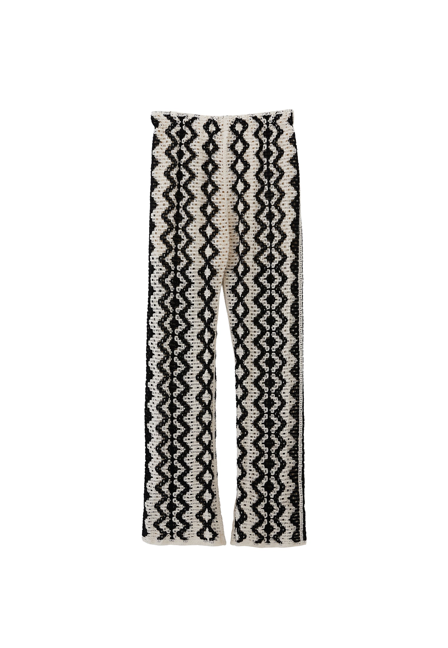 High Waist Pants - ICE MILK/BLACK