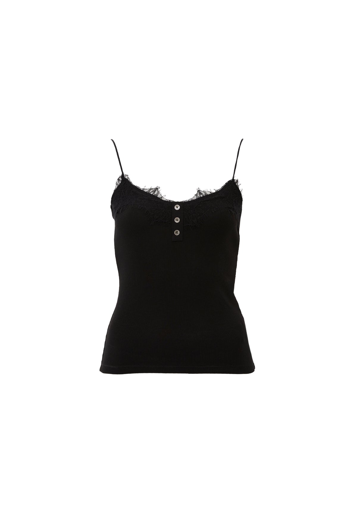 V Neck Strap Tank Top - Black
