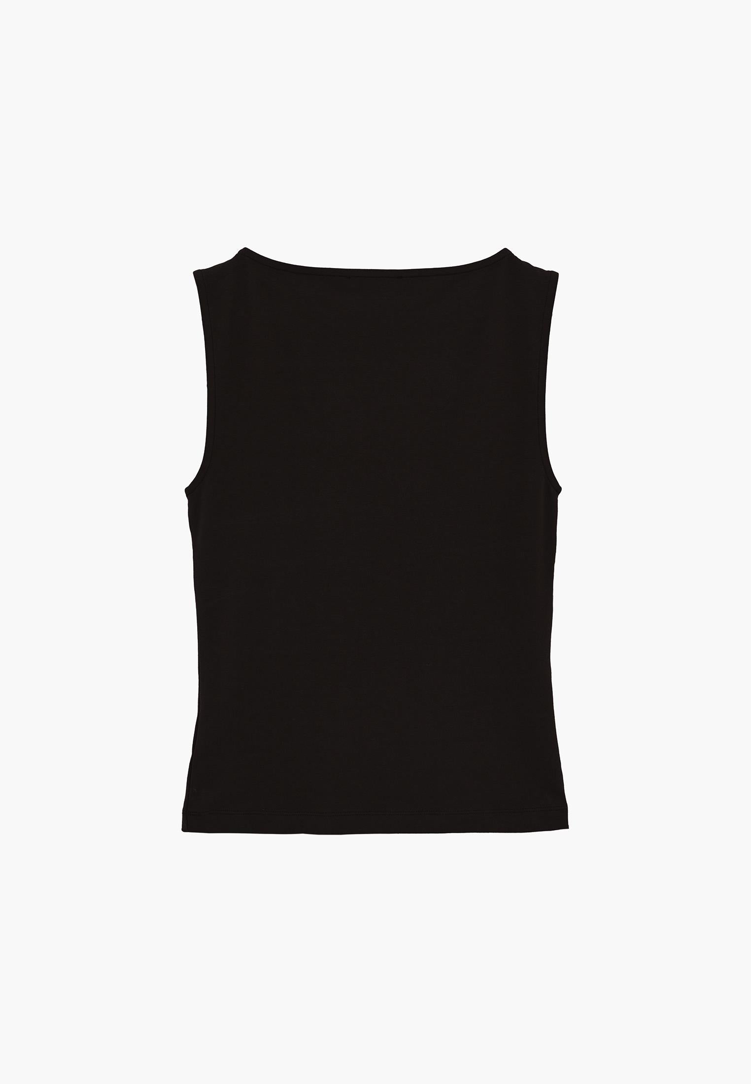 Boat Neck Tank Top - BLACK
