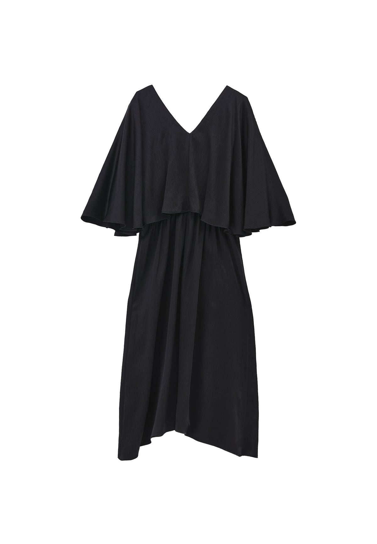 V Neck Long Dress - Black