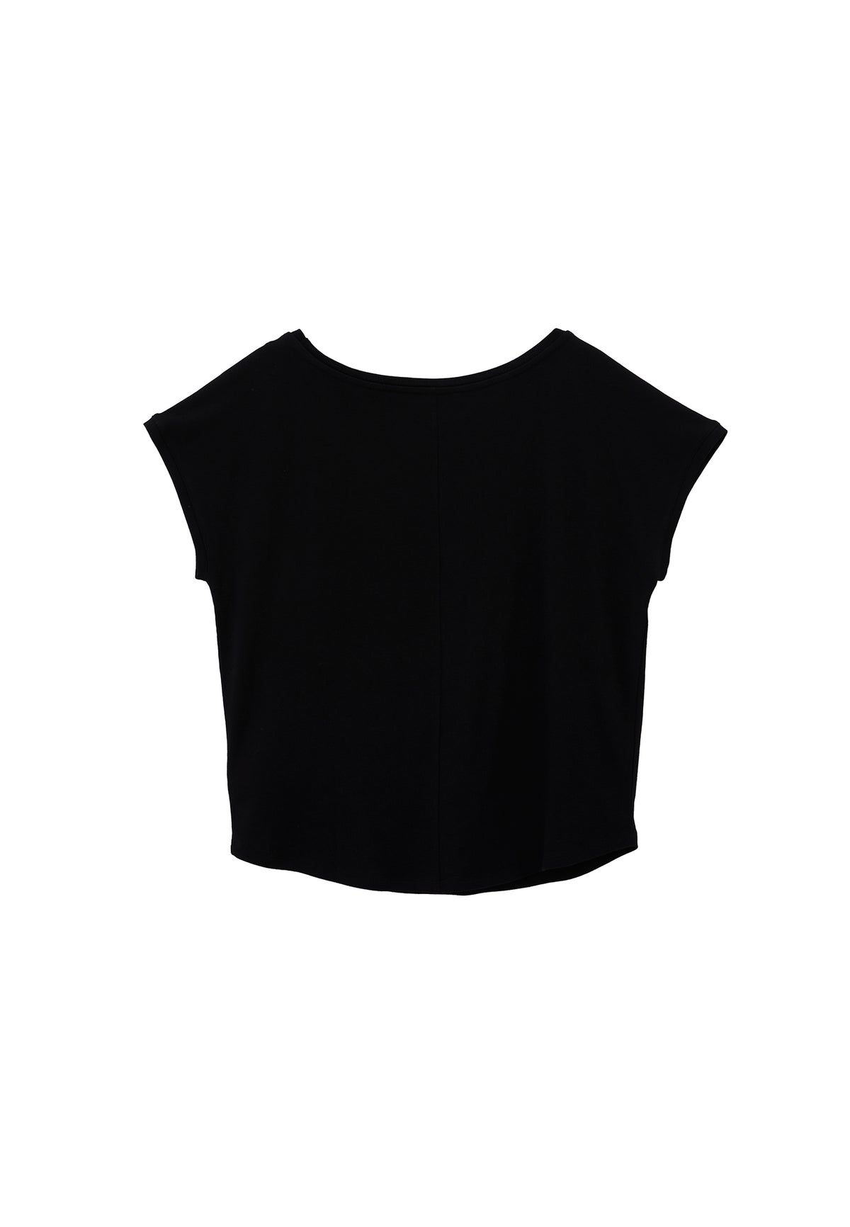 Boat Neck Sleeveless T-Shirt - BLACK