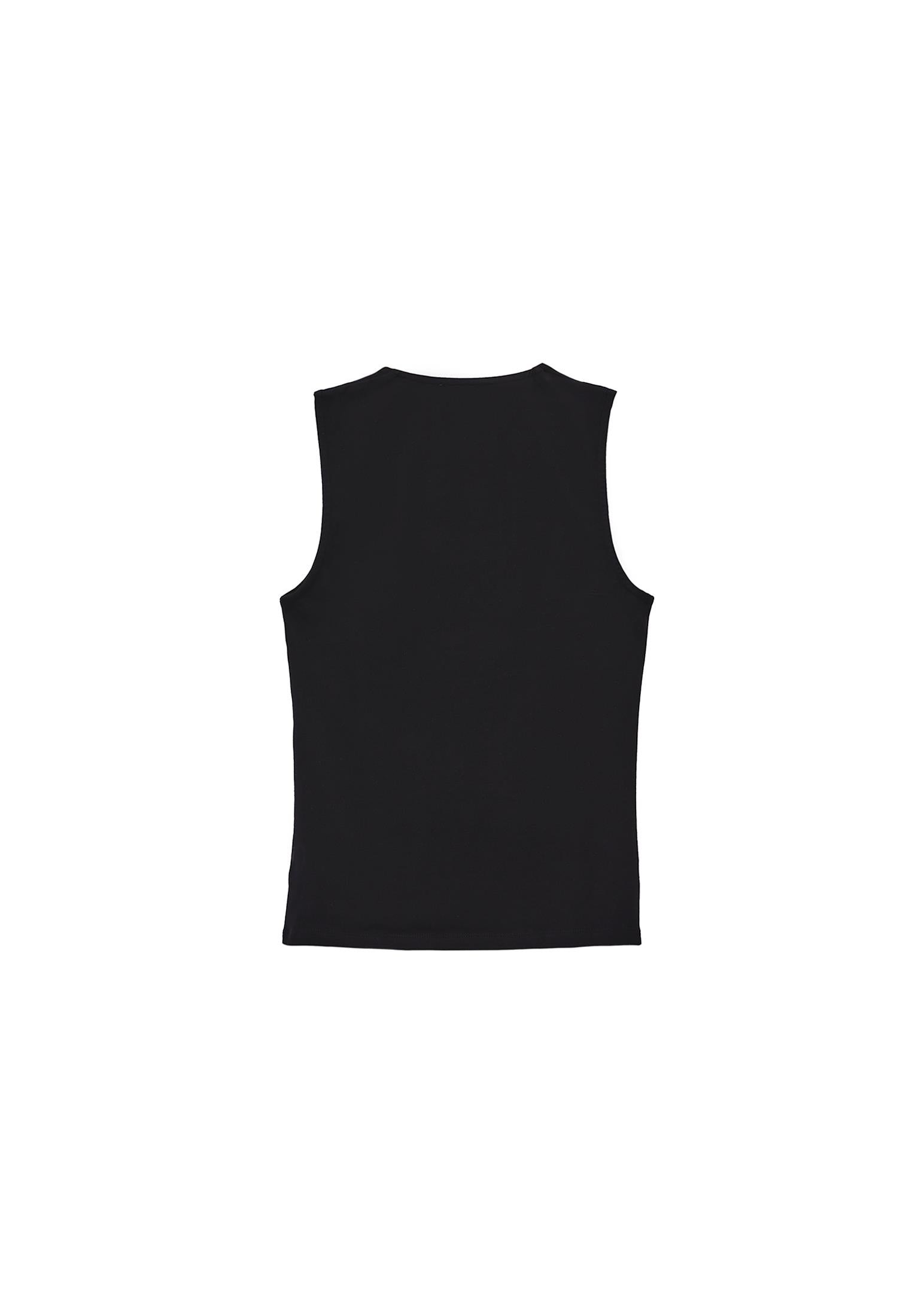 Square Neck Bodycon Standard Tank Top - BLACK