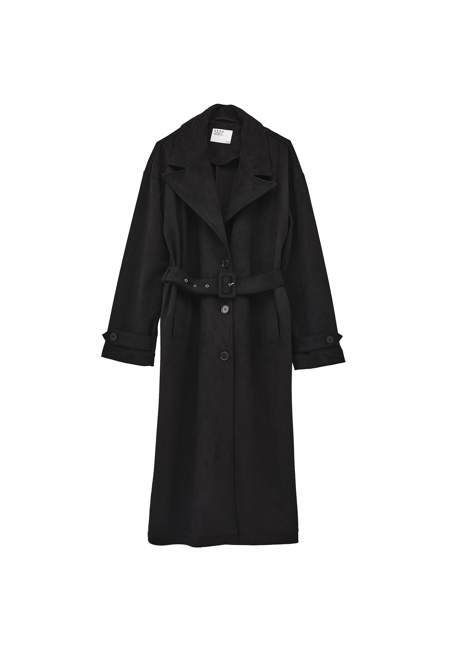 SUEDE TRENCHCOAT - BLACK