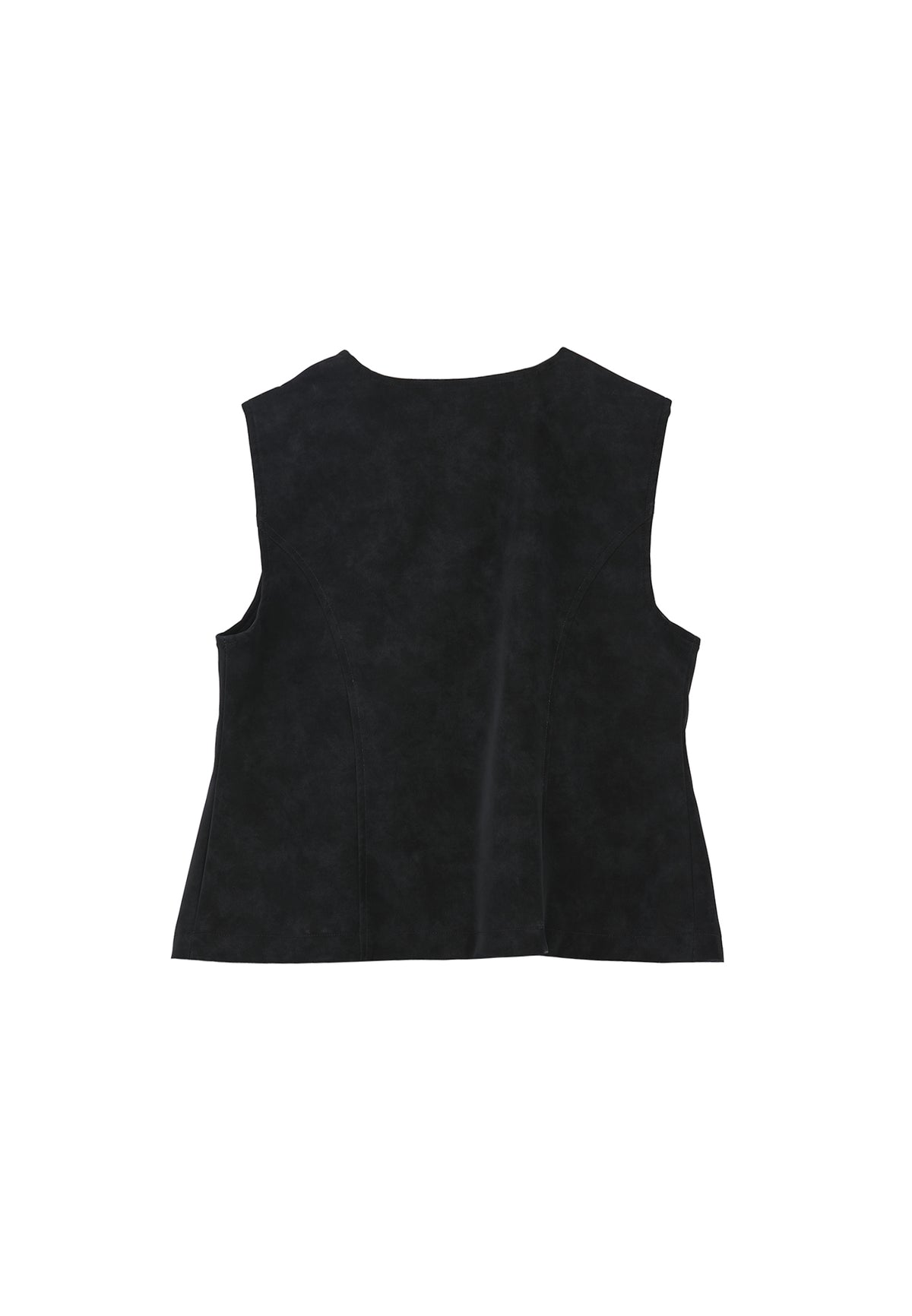 Tie Waist Suede Vest - Black