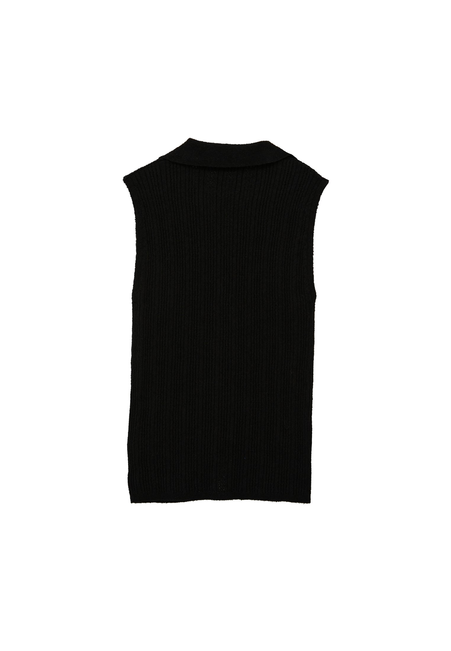 V-Neck Bouclé Vest - BLACK