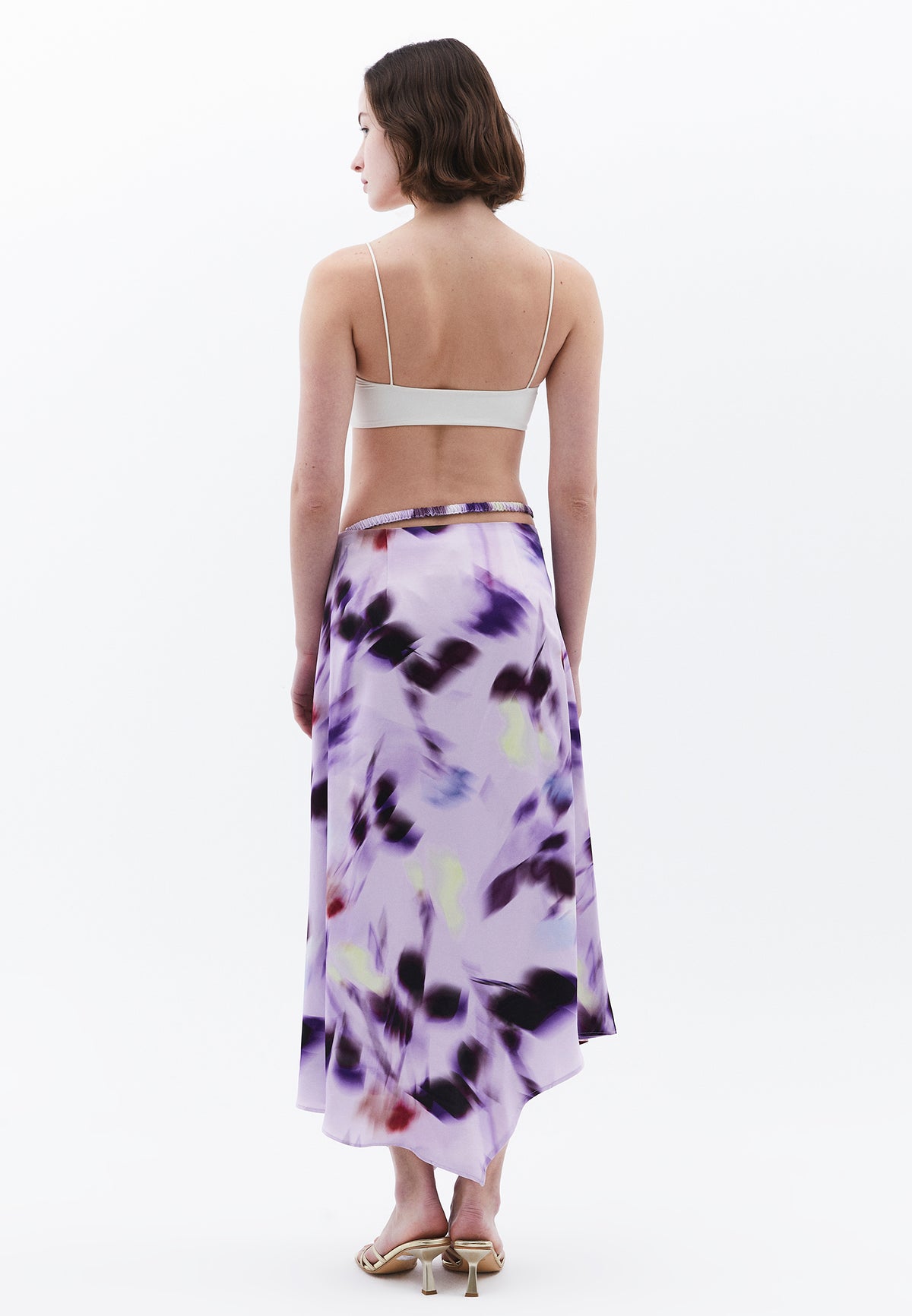 High Waist Long Skirt With Asymmetric Buckle Detail - BLUR COMB