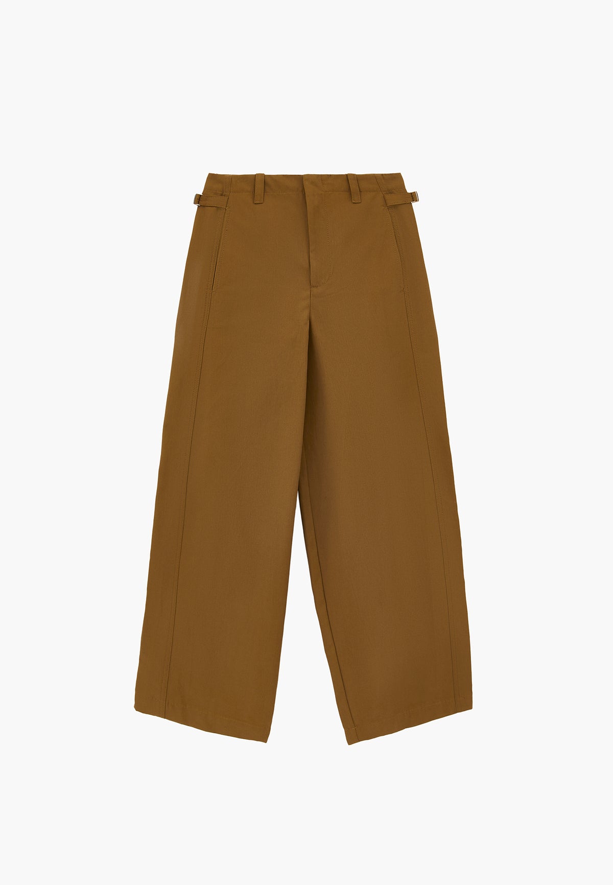 Straight Leg Pants with Ultra High Waist and Belt Detail - BRONZE BROWN