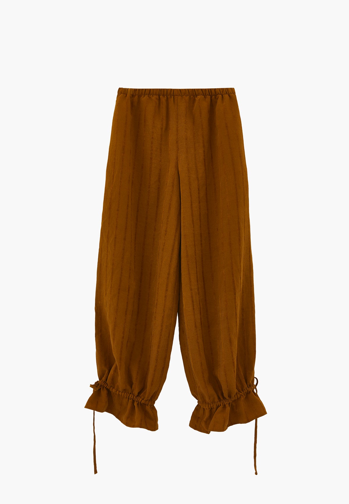 Tie-Waist High Rise Jogger Pants - BRONZE BROWN