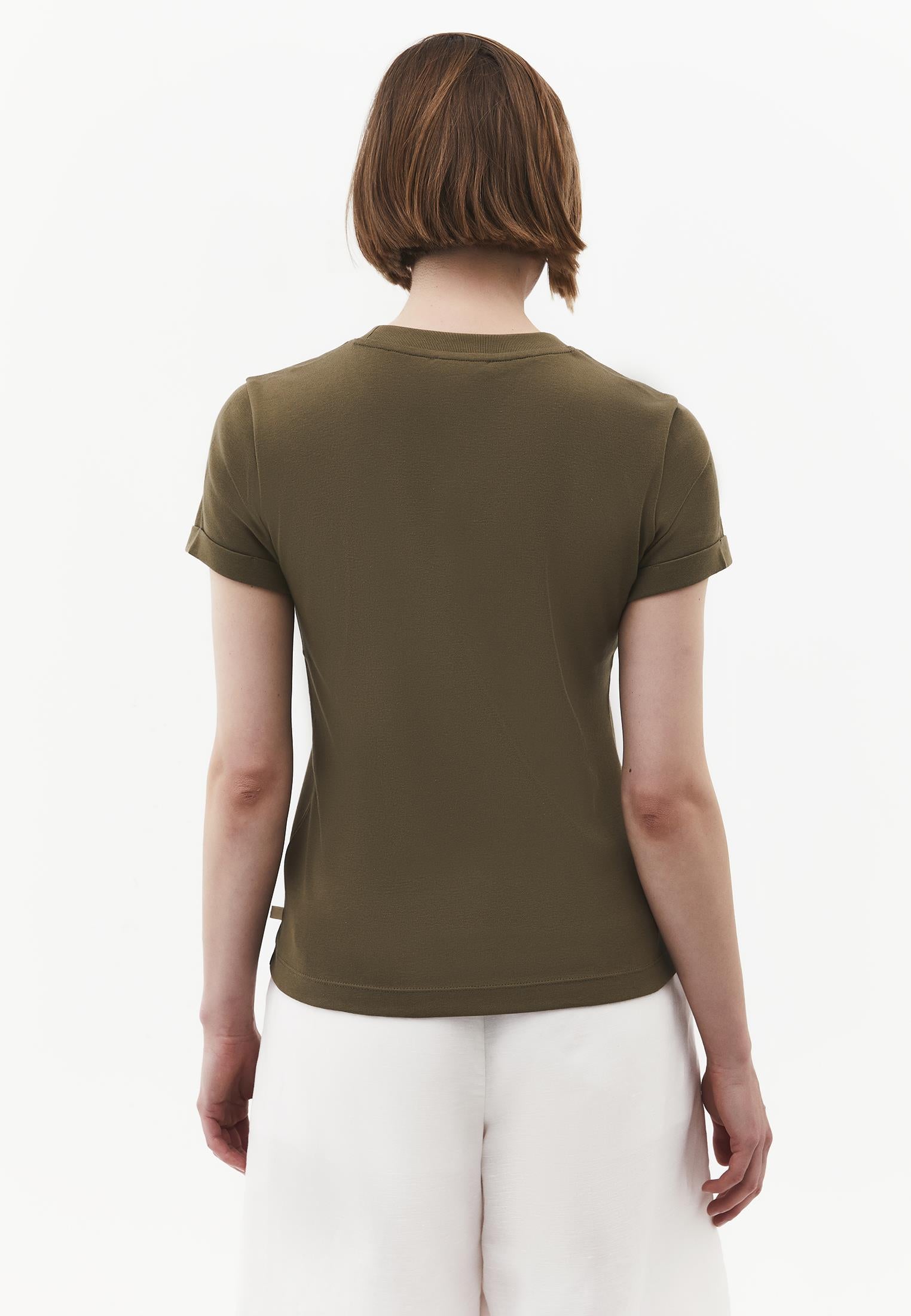 Women's Crew Neck Short Sleeve T-Shirt - BURNT OLIVE