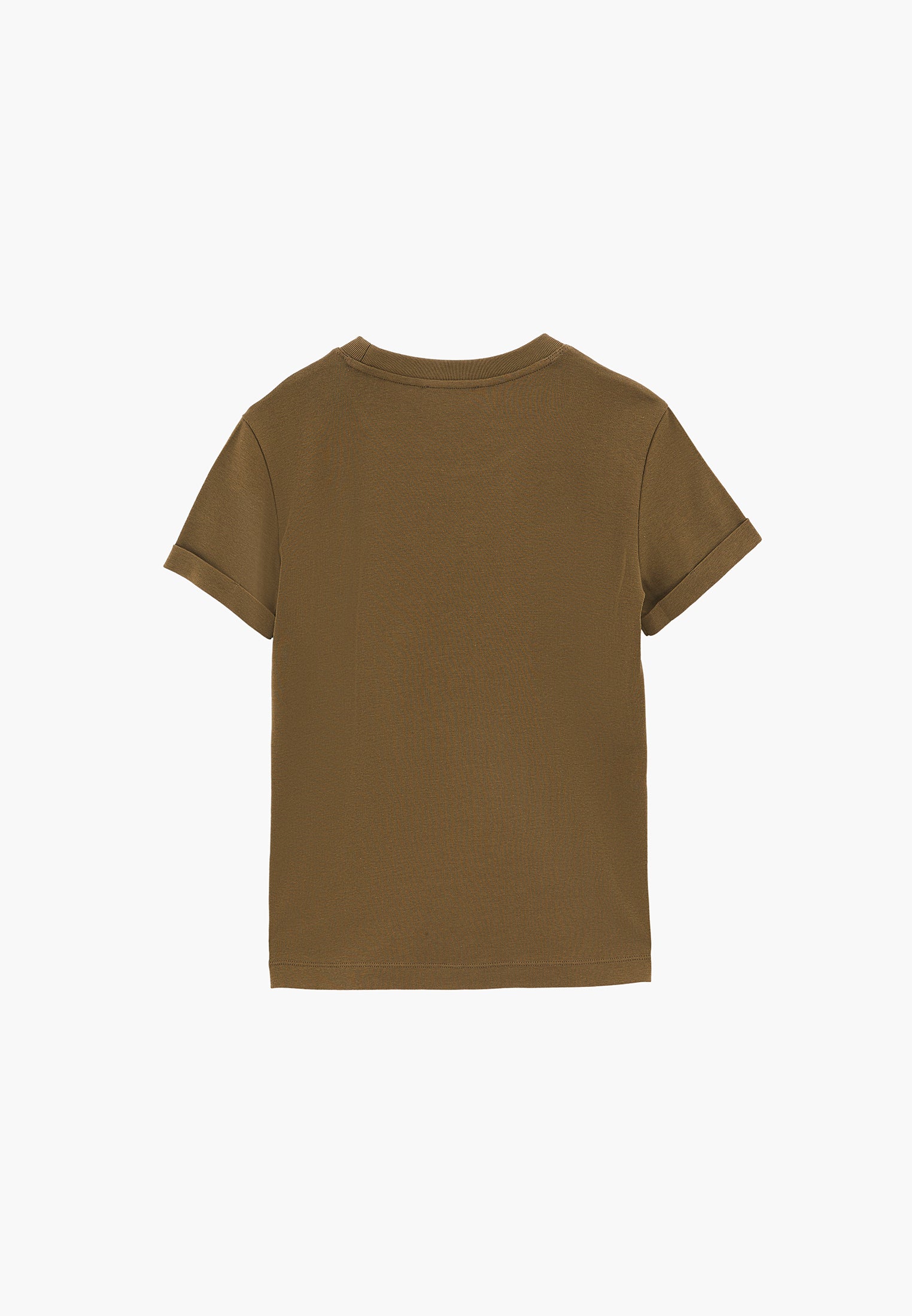 Women's Crew Neck Short Sleeve T-Shirt - BURNT OLIVEE