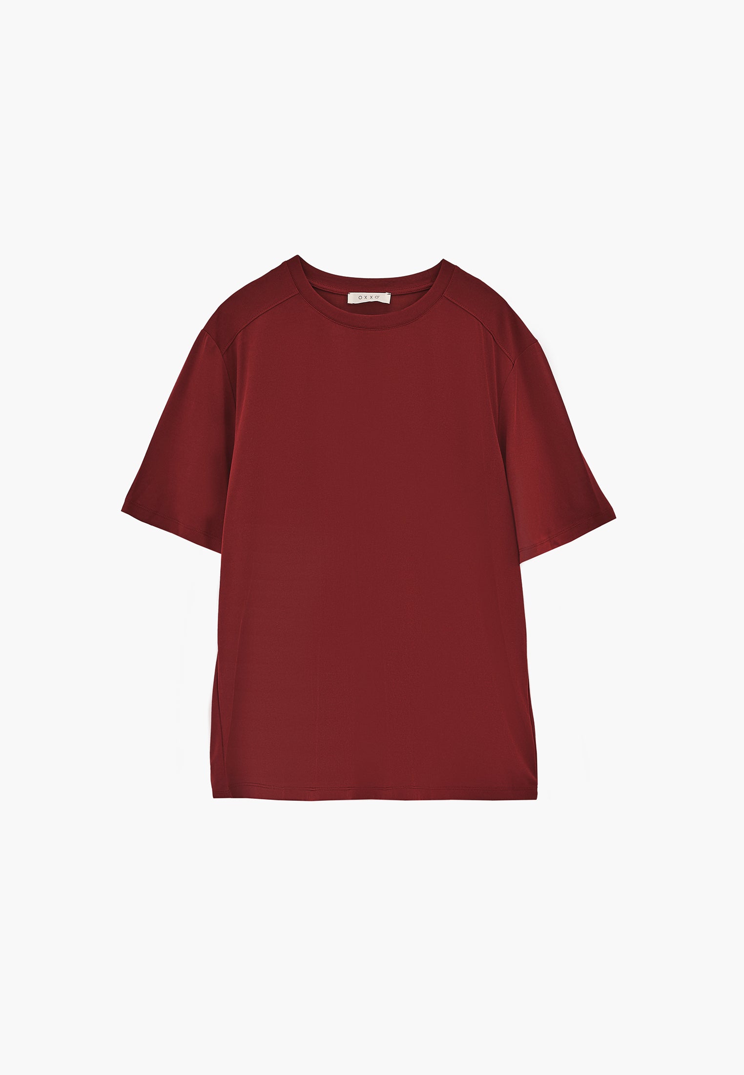 Crew Neck Oversize Tunic T-Shirt - CABERNET