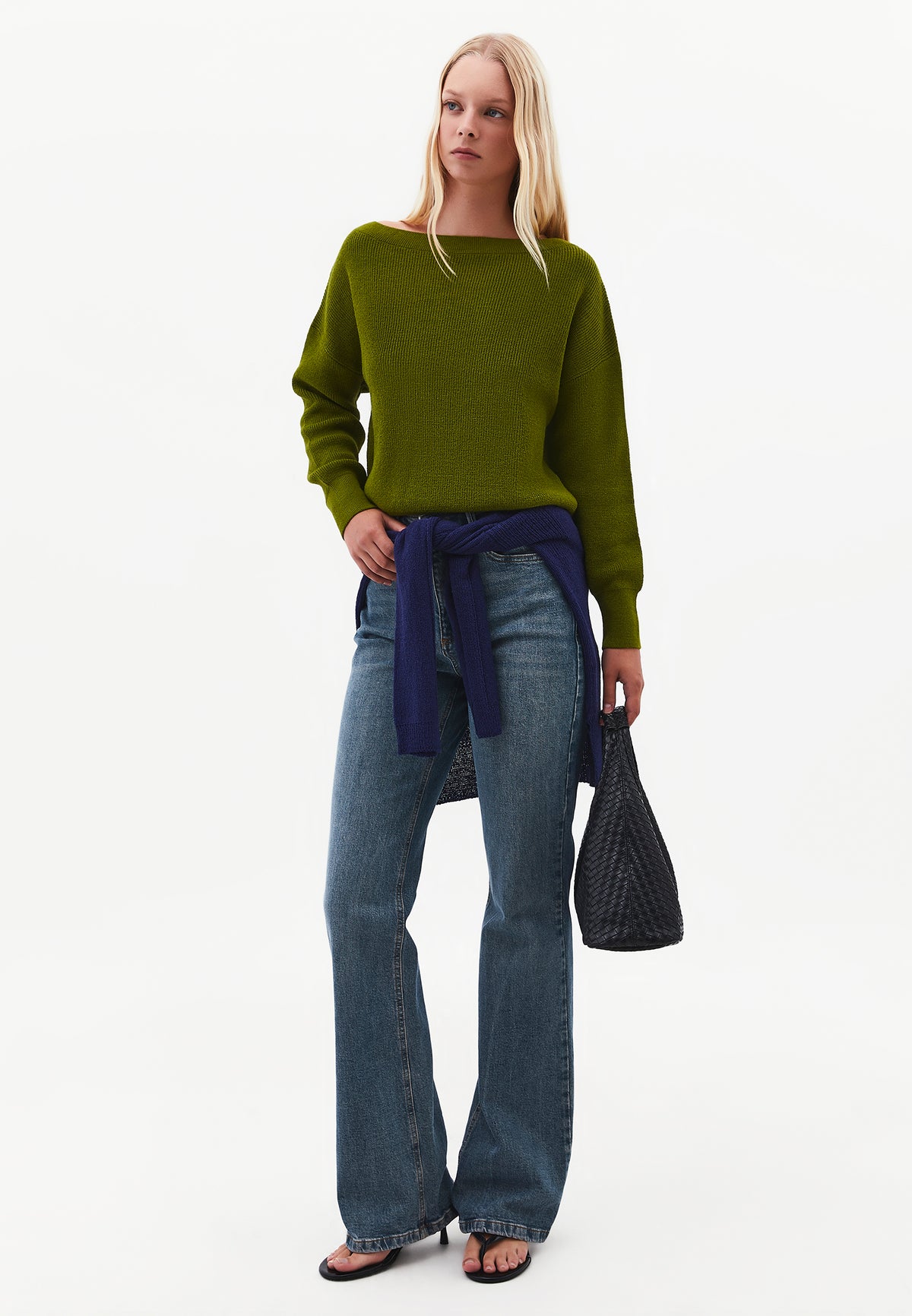 Boat Neck Loose Sweater - CALLA GREEN