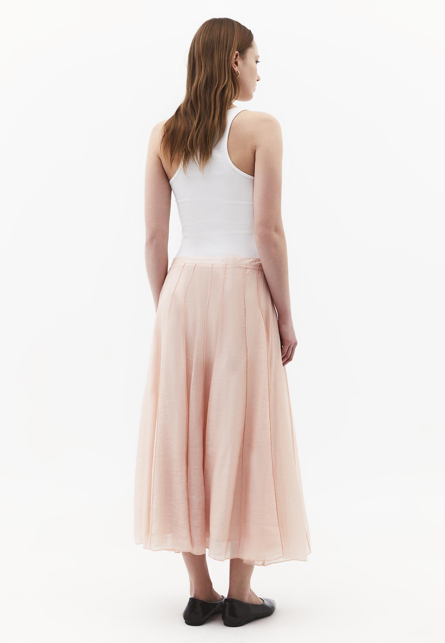 High Waist Flared Midi Skirt - CAMEO ROSE