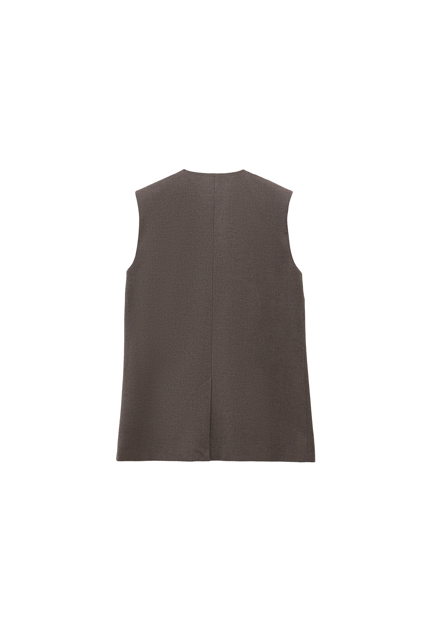 V Neck Button Detailed Oversize Vest - CARAFE MELANGE