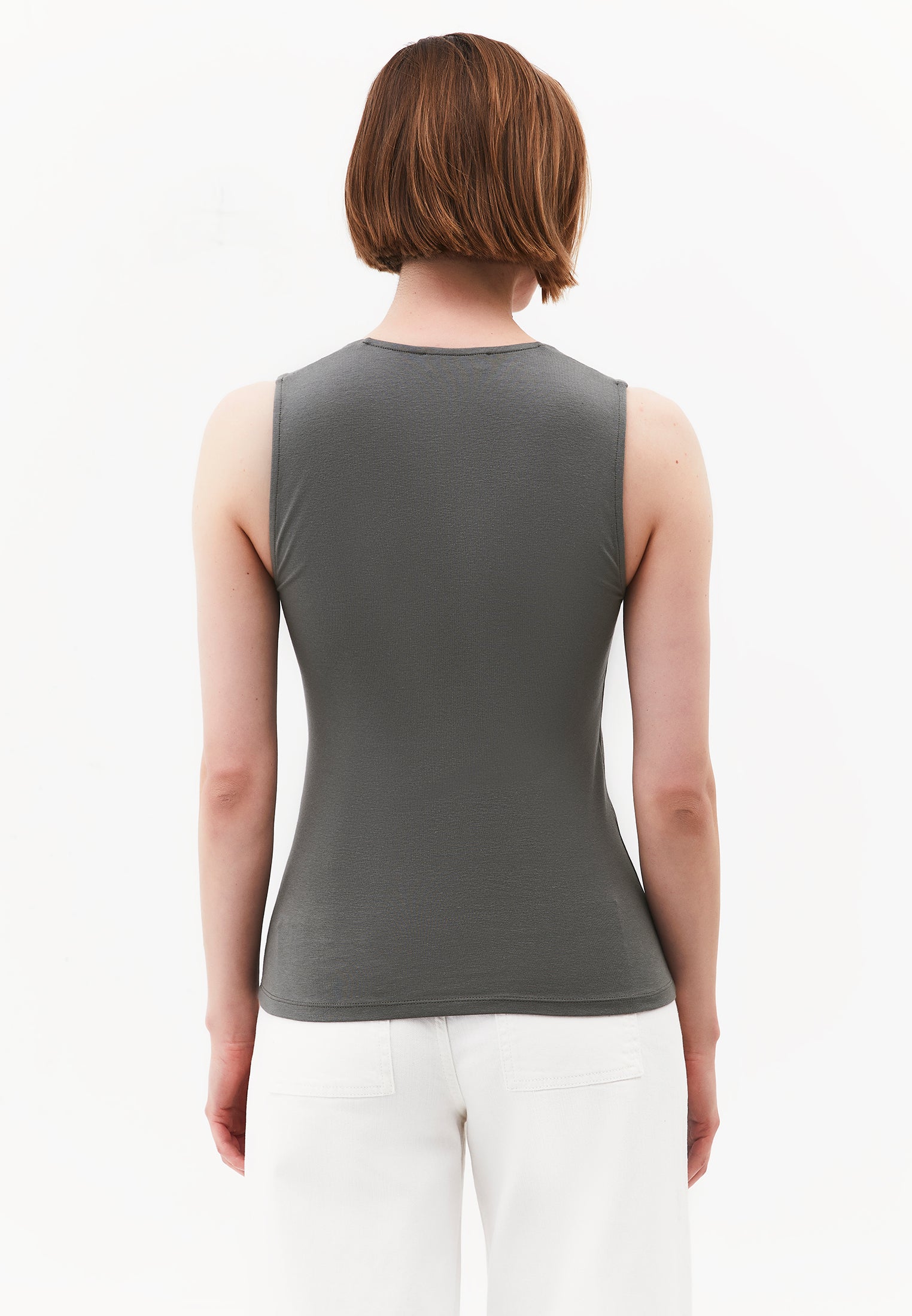 Square Neck Bodycon Standard Tank Top - CASTOR GRAY