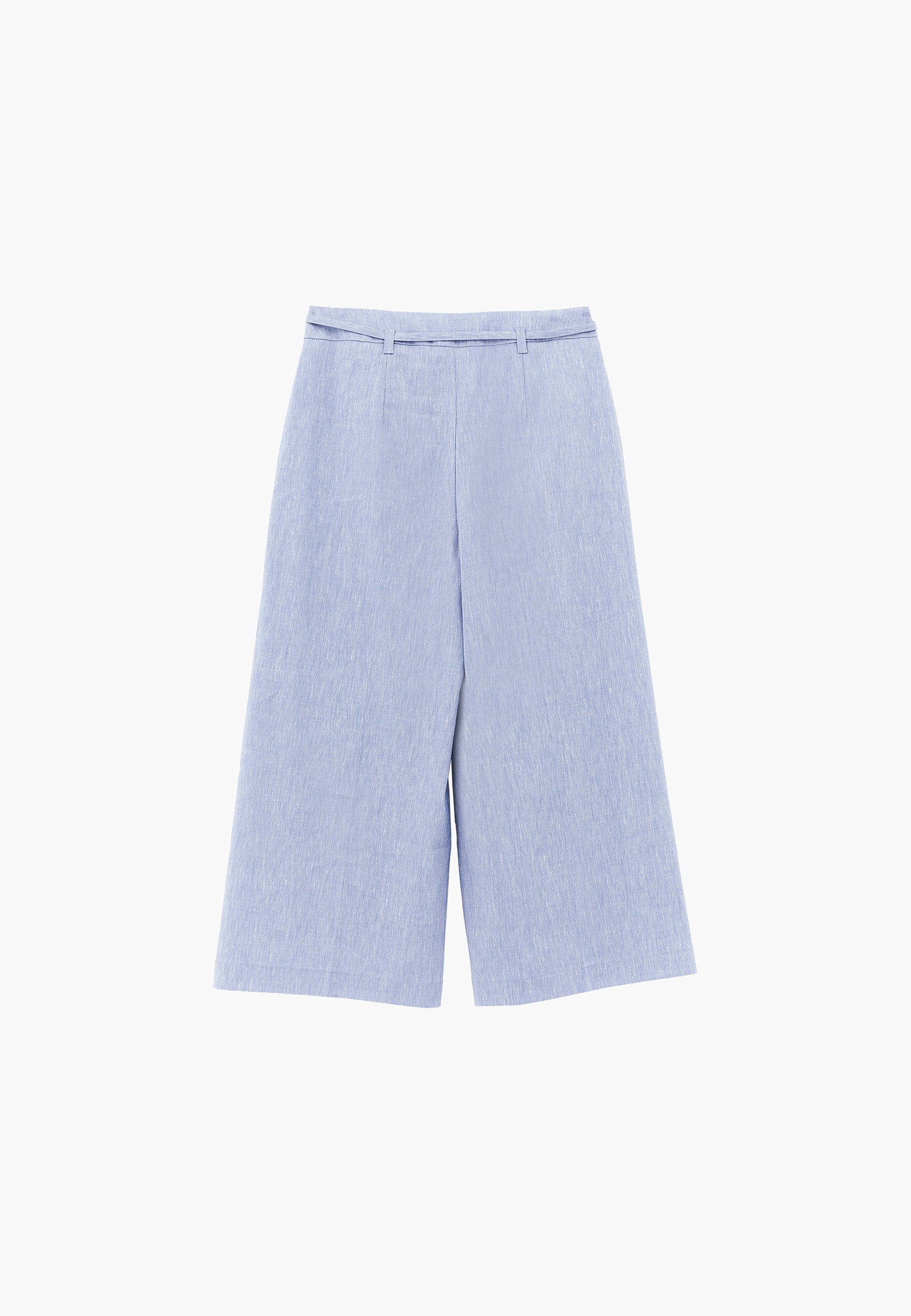 High Waist Wide Leg Belted Pants - CHAMBRAY BLUE