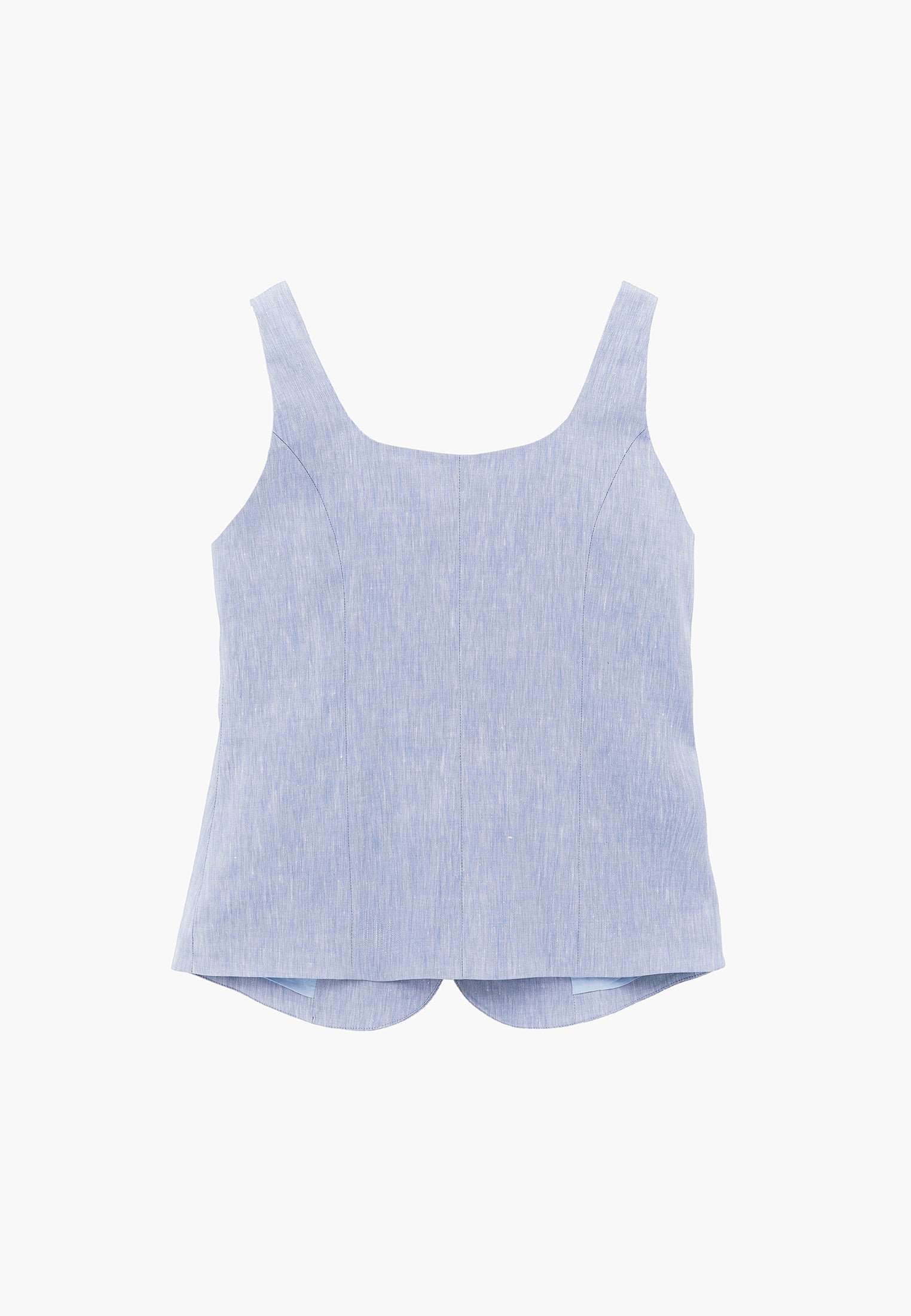 Vest With Button Detail And Sweetheart Neckline - CHAMBRAY BLUE