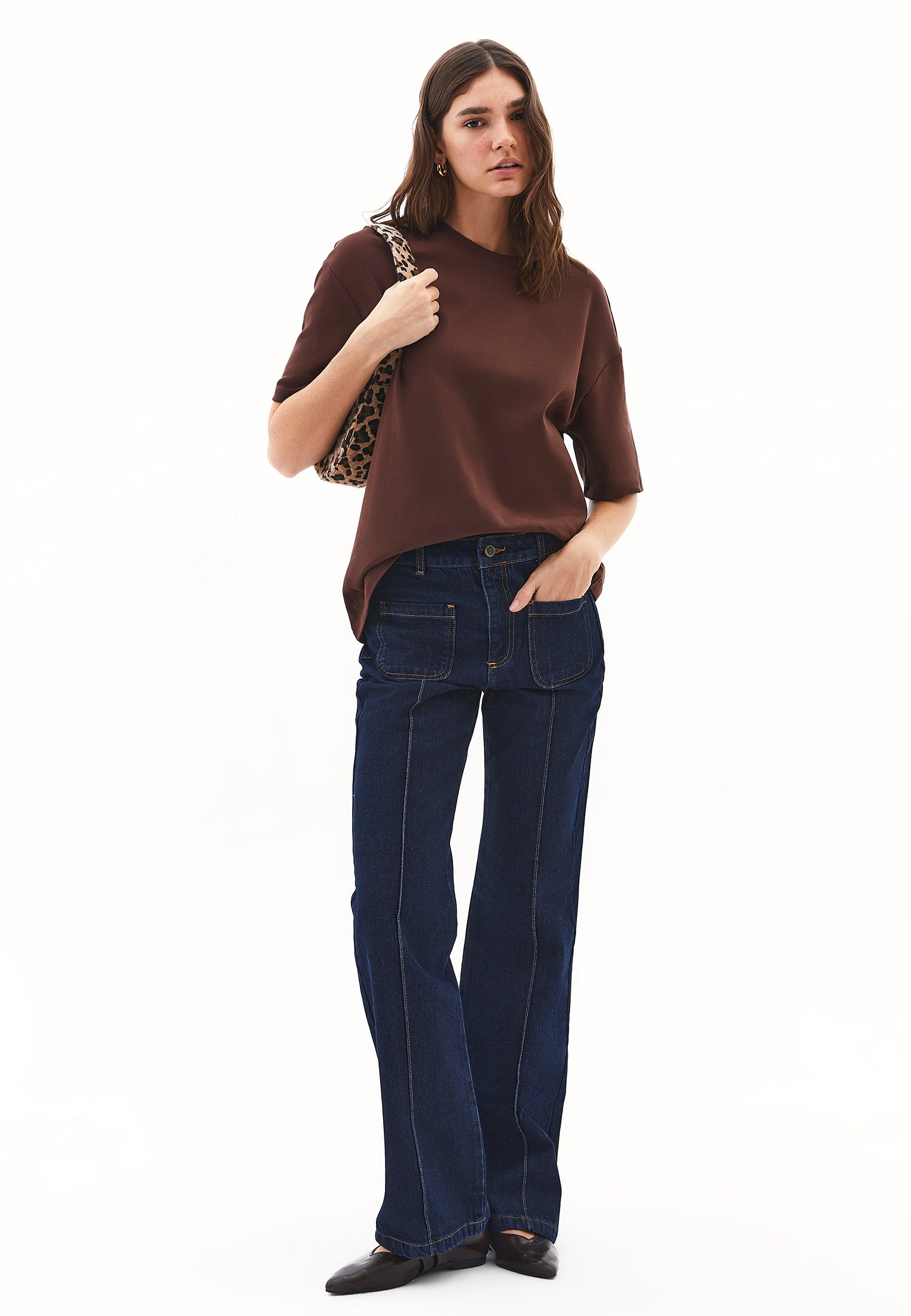 Oversized cotton t-shirt - CHICORY COFFEE