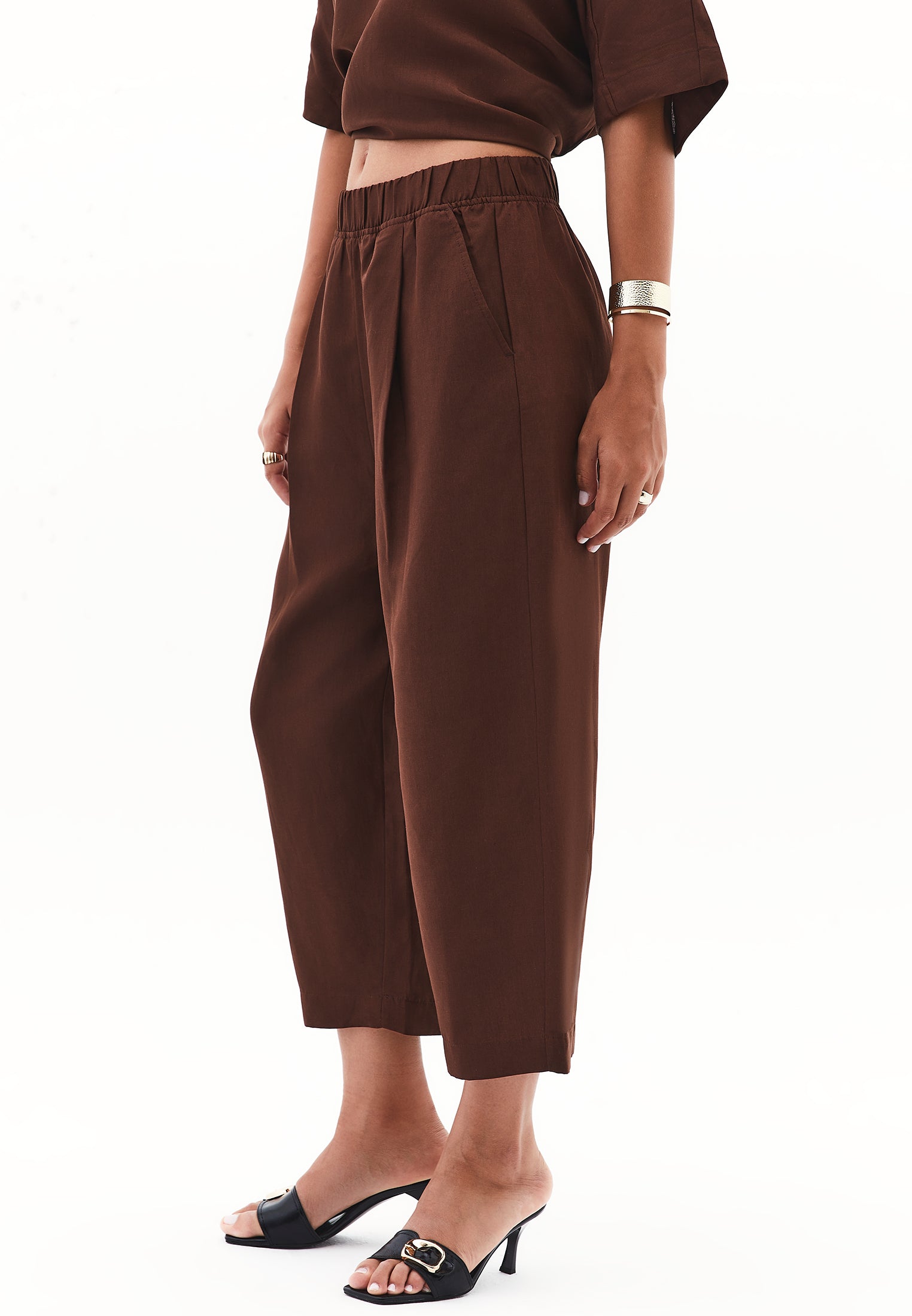 Balloon form pants - CHICORY COFFEE