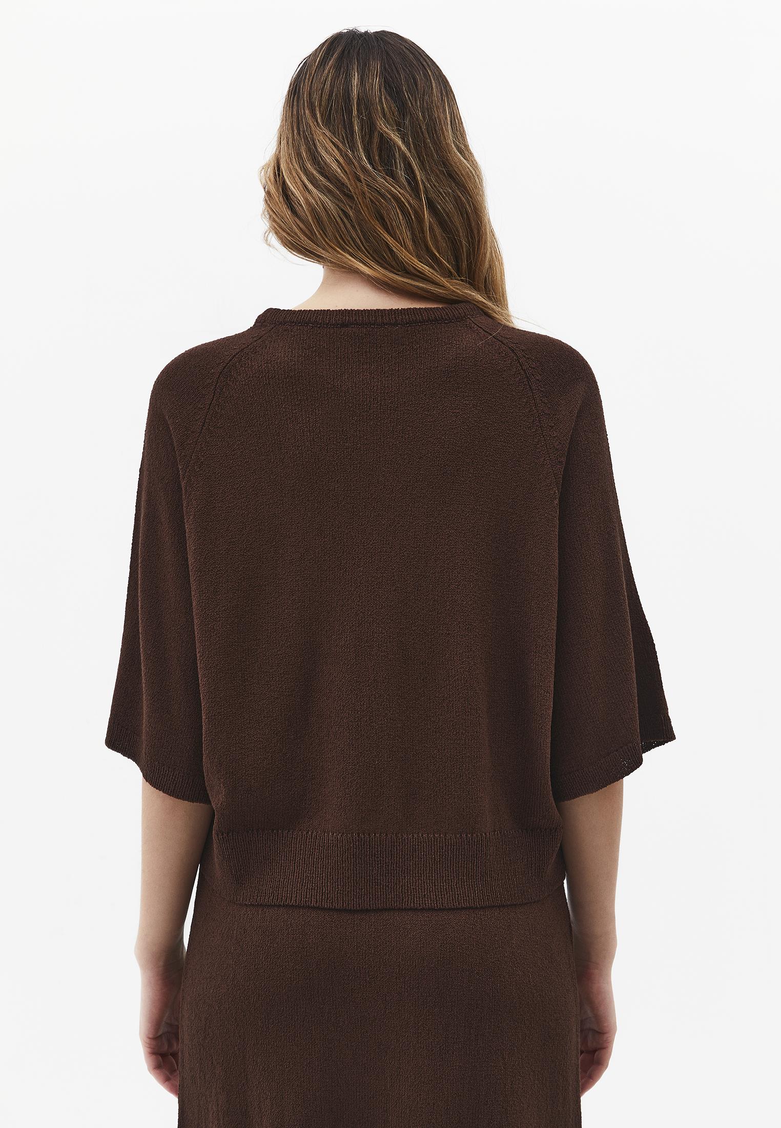 Raglan Sleeve Loose Fit Crew Neck Sweater - CHICORY COFFEE