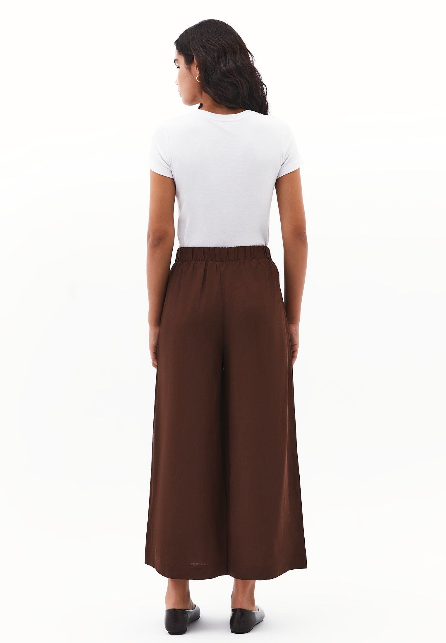 High waist wide leg pants - CHICORY COFFEE