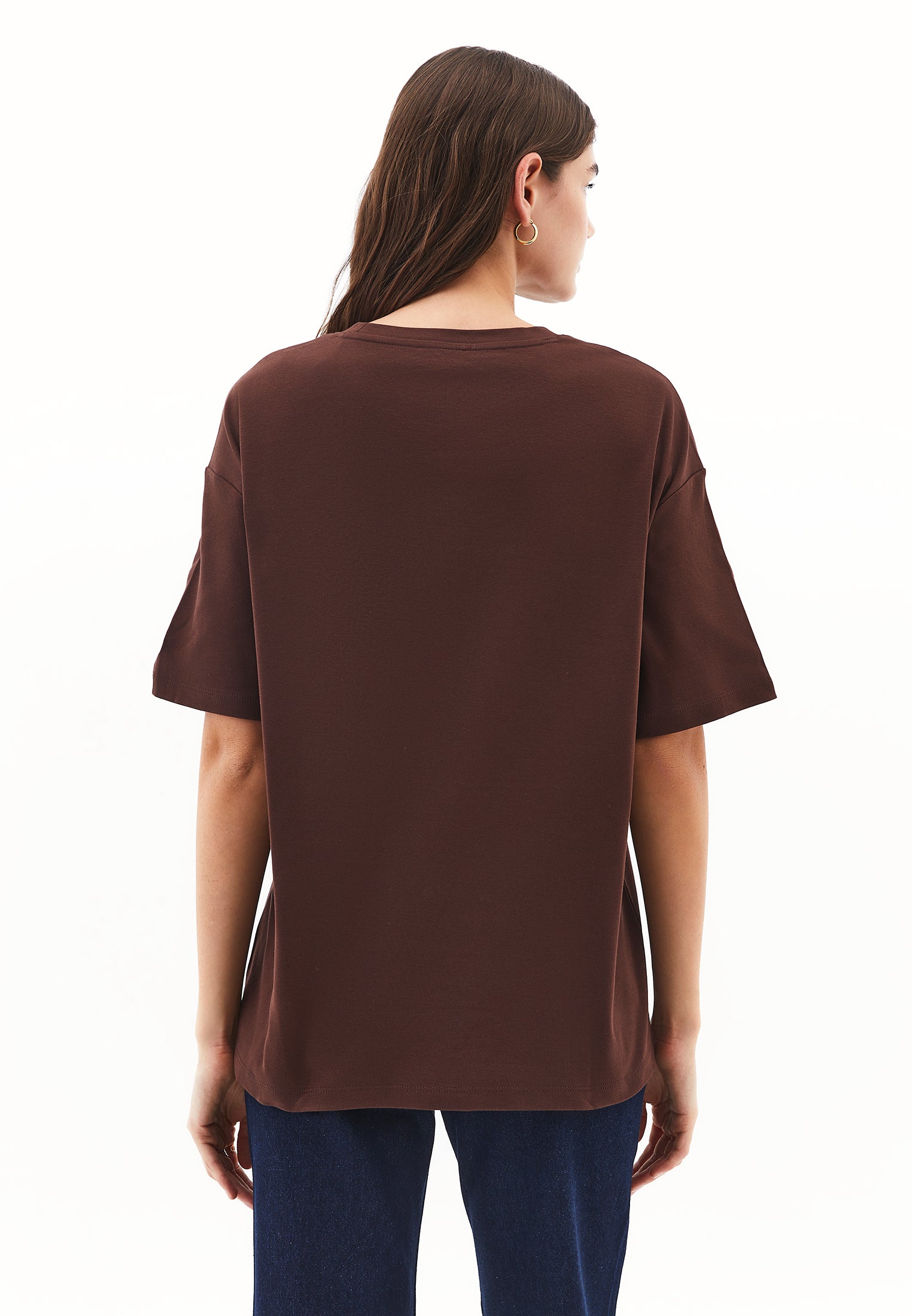 Oversized cotton t-shirt - CHICORY COFFEE