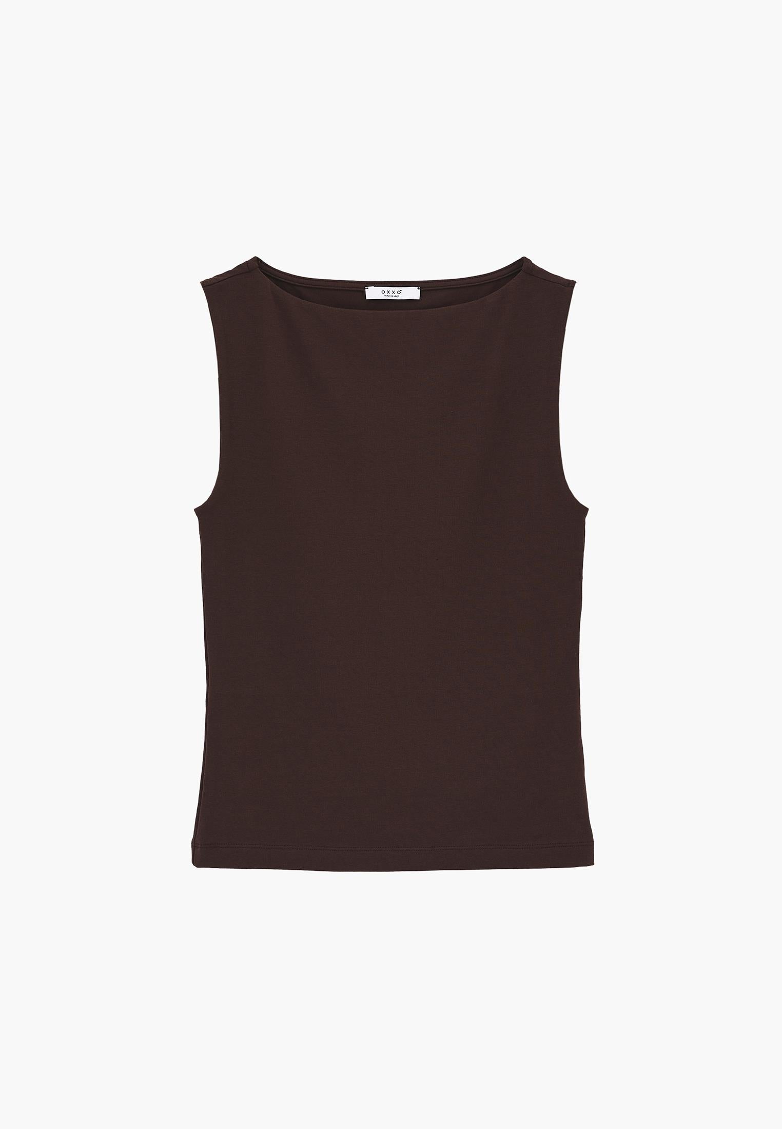Boat Neck Tank Top - CHICORY COFFEE