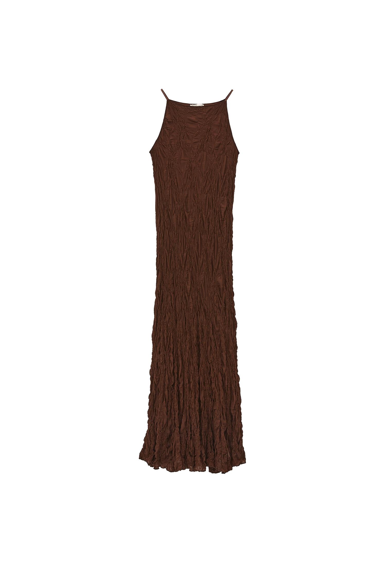 Long Lace Dress - CHICORY COFFEE