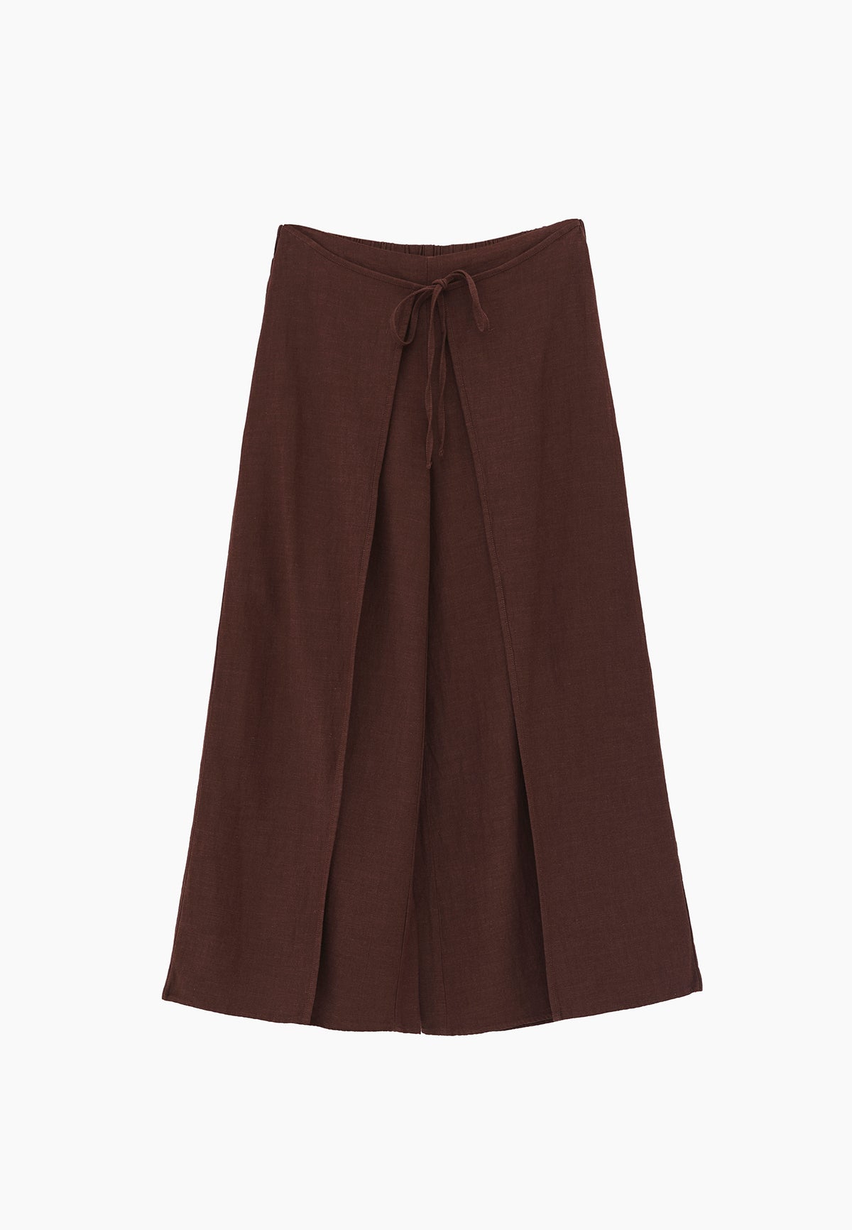 Elastic Wide Leg High Waist Pants - Brown