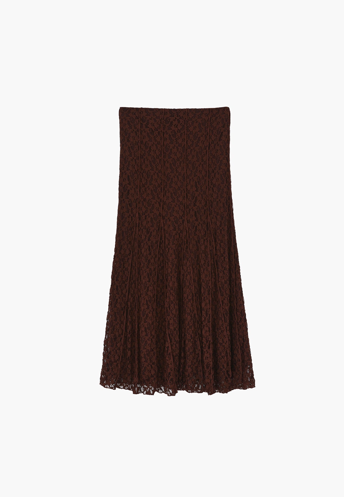 High Waist Flared Long Skirt - CHICORY COFFEE