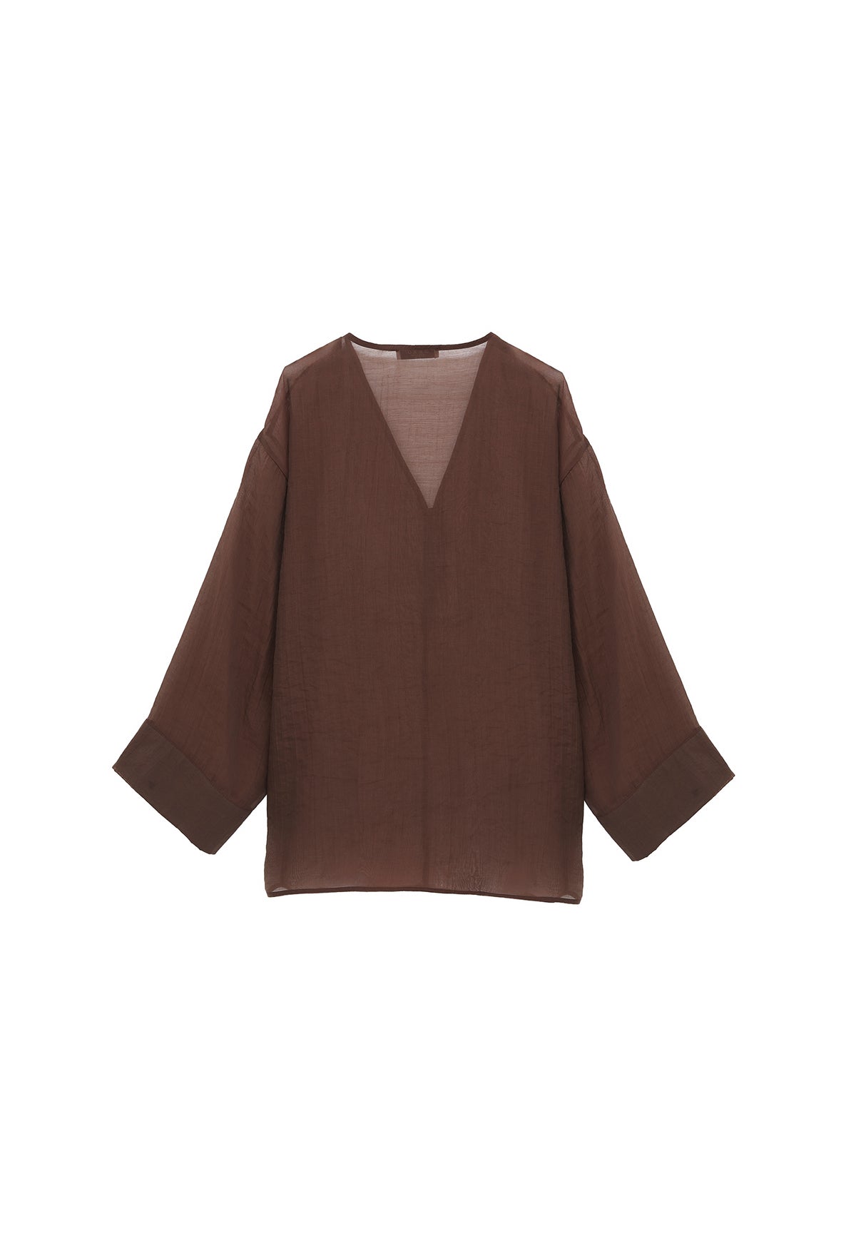 Tunic Blouse With Button Details - Brown