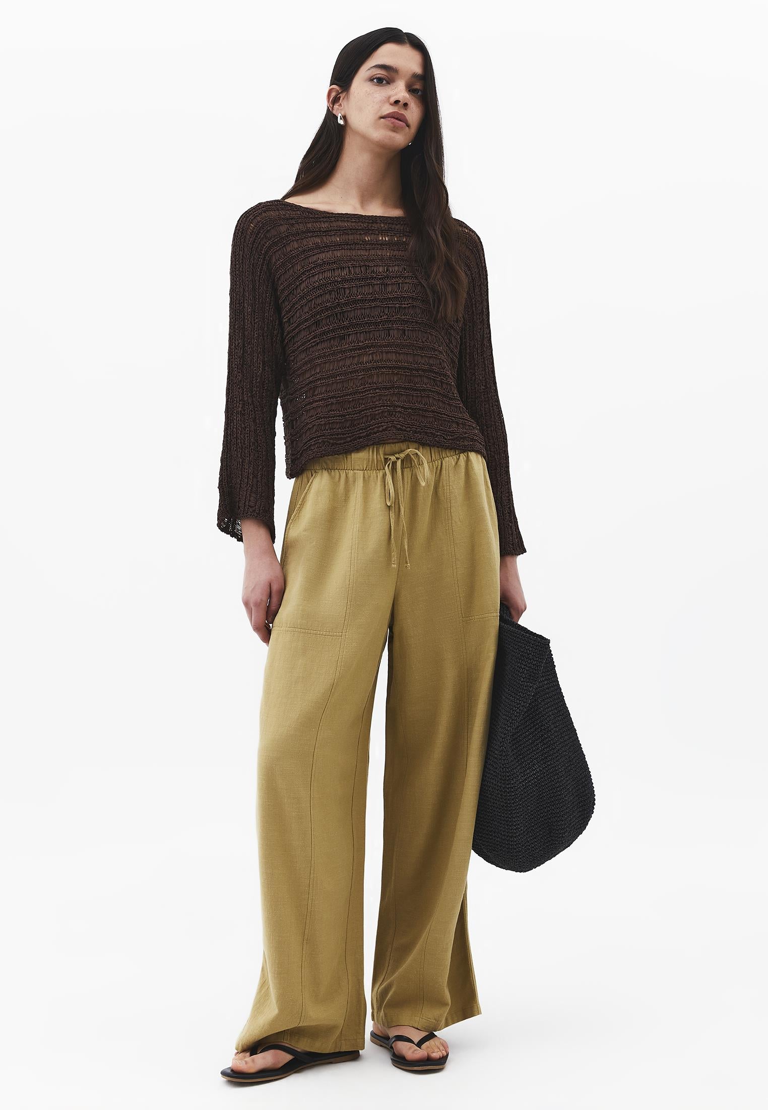 Ajour Standard Boat Neck Knit Sweater - CHOCOLATE BROWN