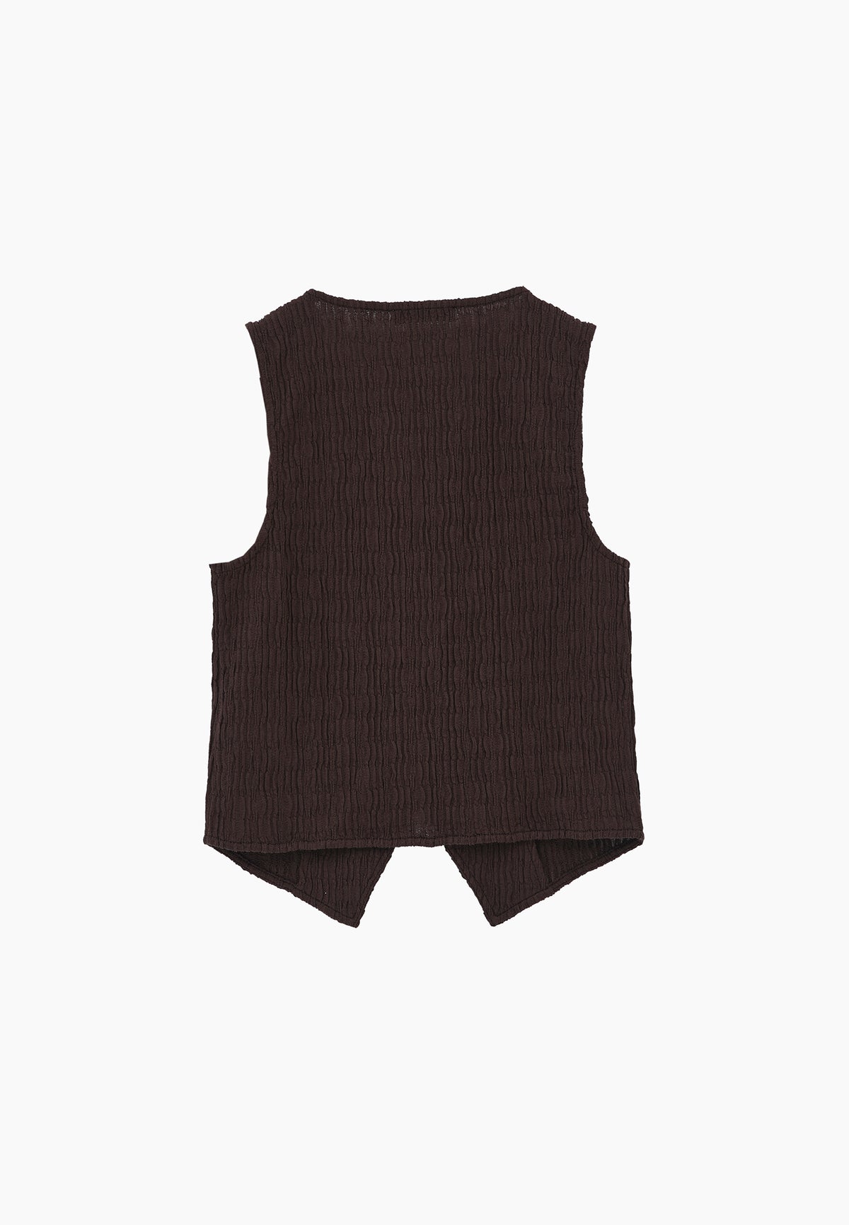 V Neck Closed Form Vest - Brown