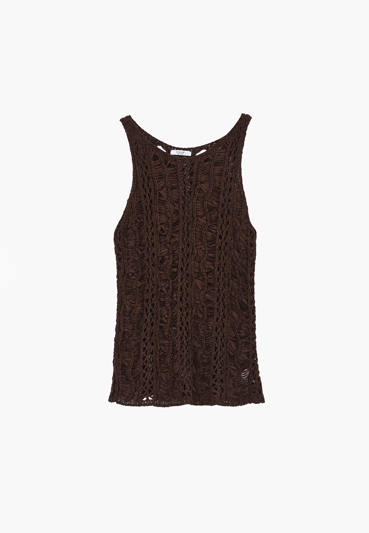 Sleeveless Ajour Tank Top - Brown