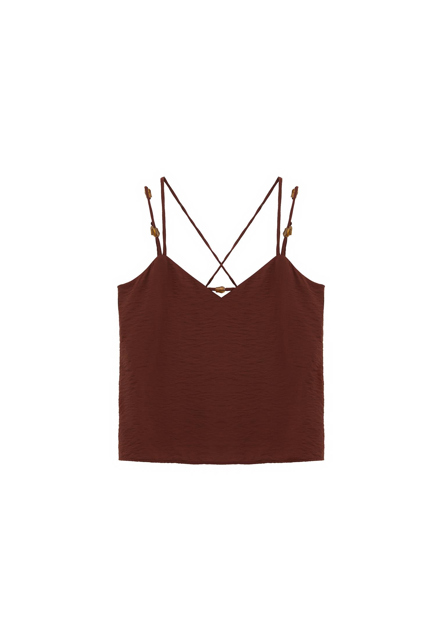 V-Neck Blouse - CHOCOLATE FONDANT