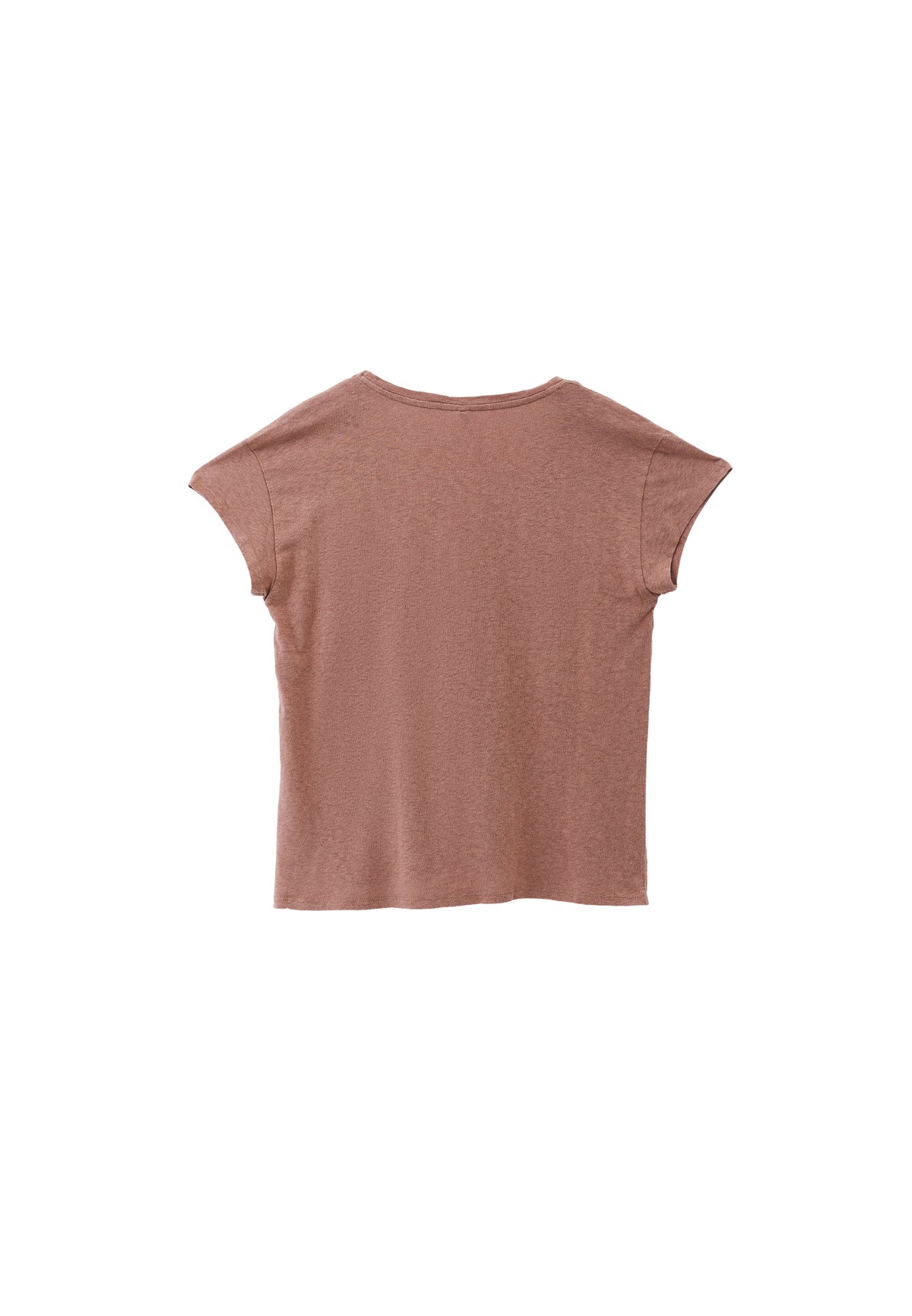 V Neck Linen T-Shirt - CHOCOLATE MALT