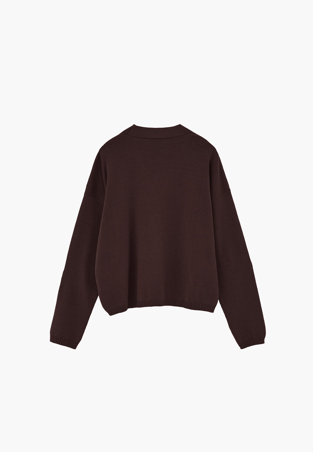 V-Neck Long Sleeve Cardigan - Brown