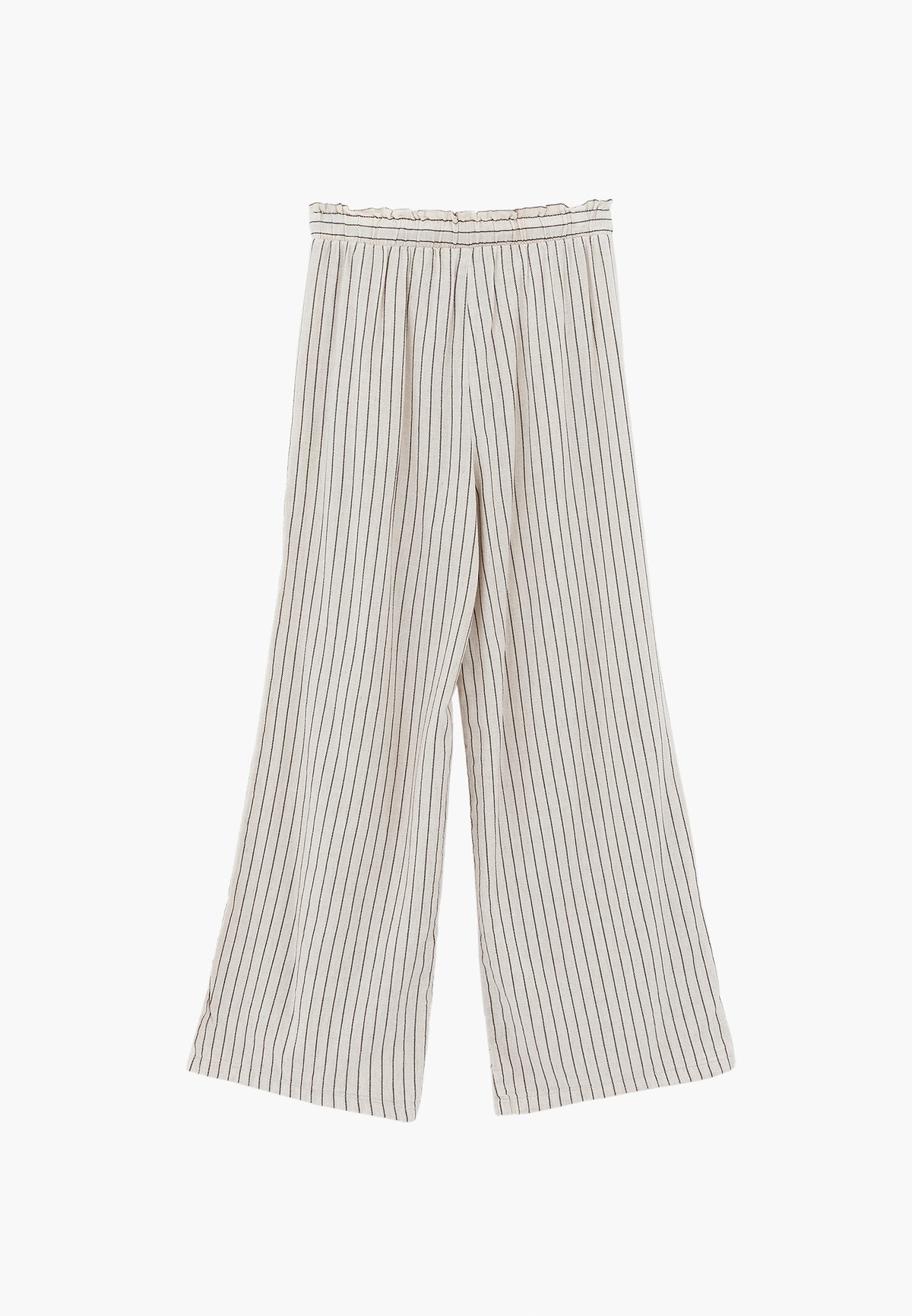 High Waist Wide Leg Pleated Pants - CHOCOLATE STRIPE
