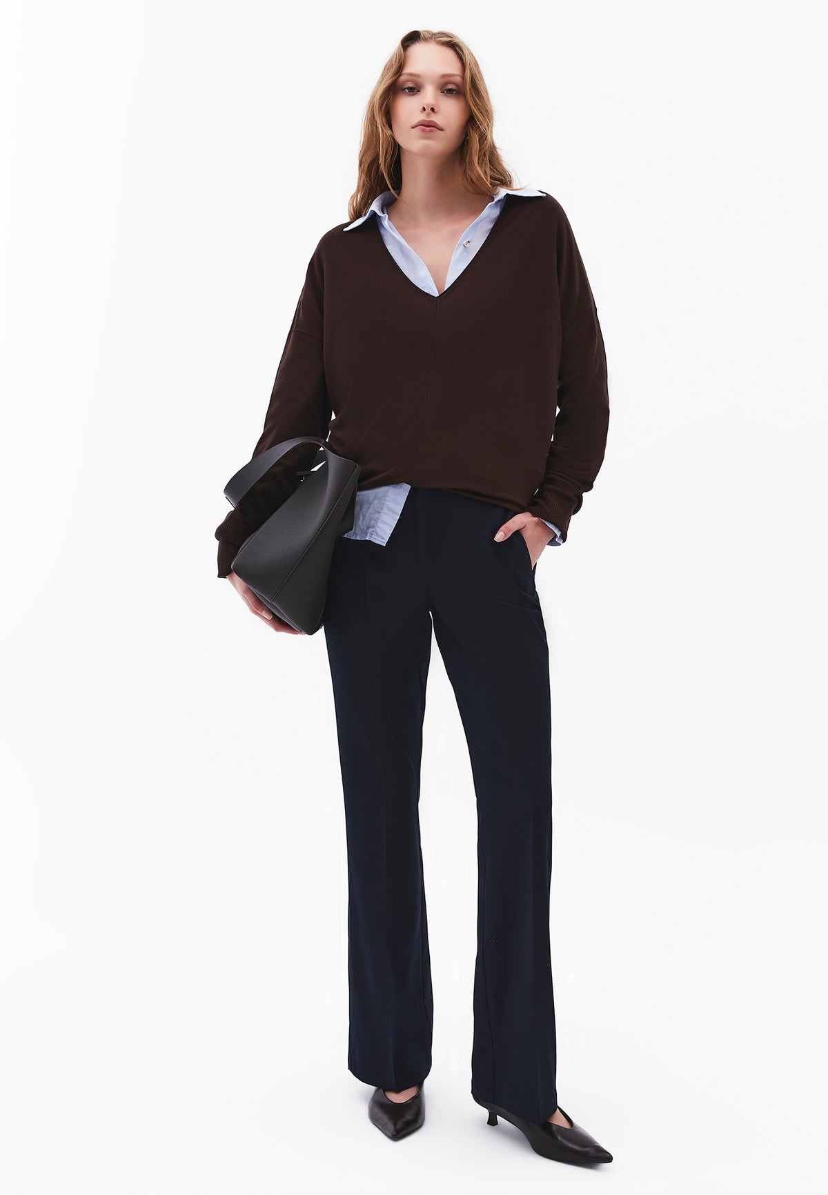 V Neck Sweater - CHOCOLATE TORTE