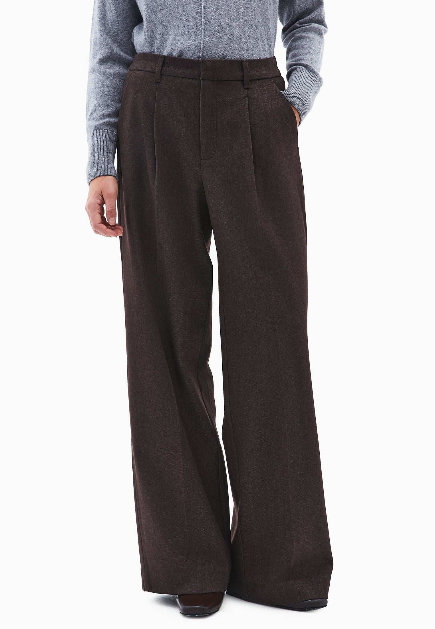 Pleated wide leg pants - CHOCOLATE TORTE