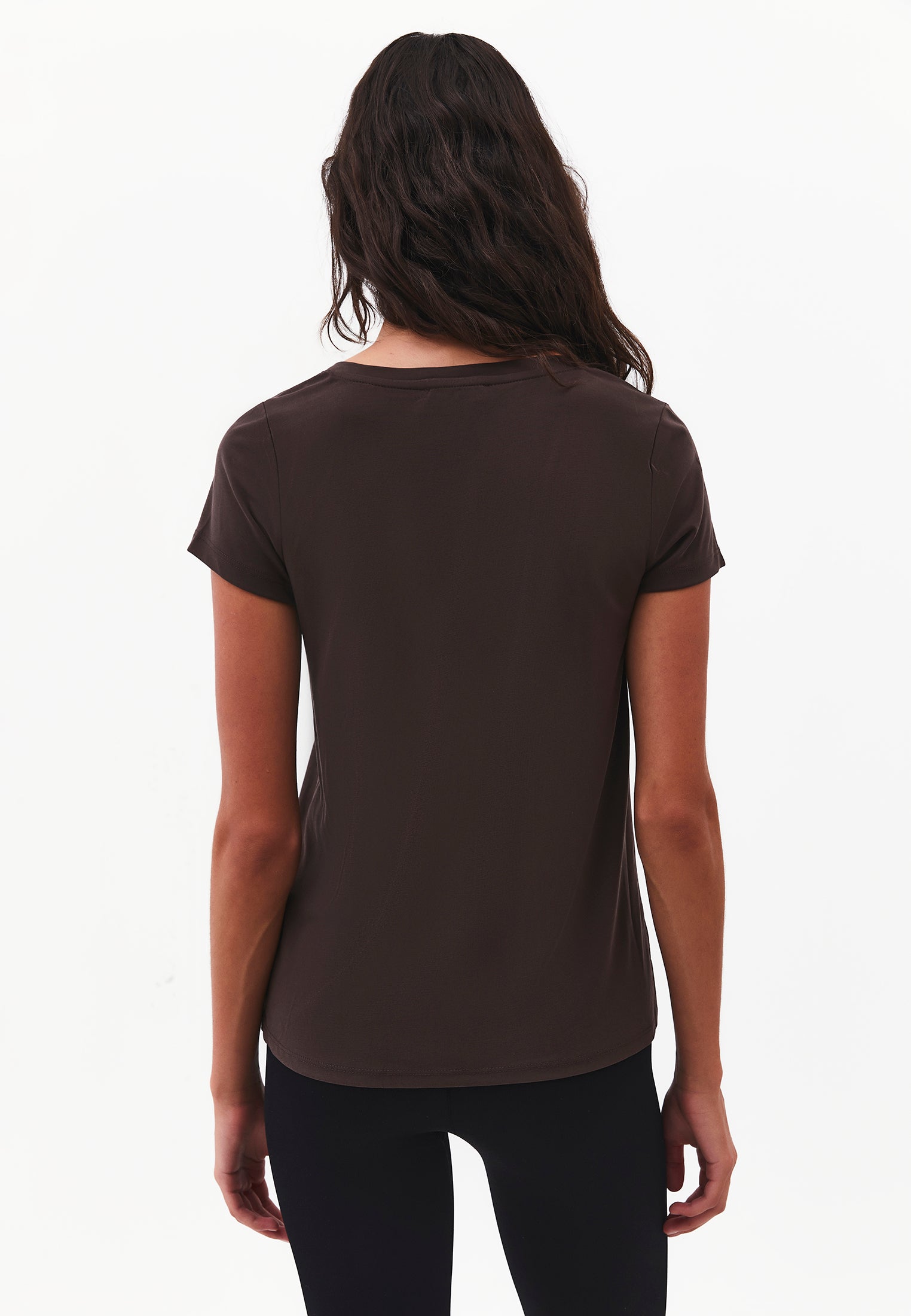 Short Sleeve V Neck T-Shirt - CHOCOLATE TORTE