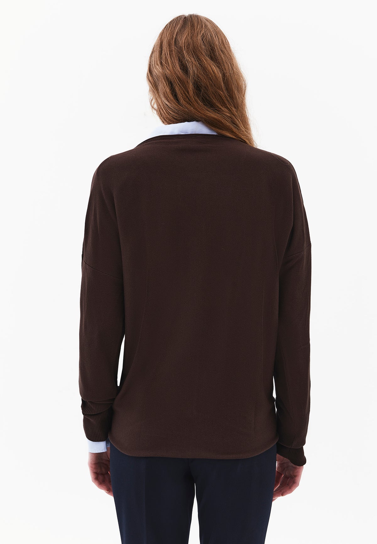 V Neck Sweater - CHOCOLATE TORTE