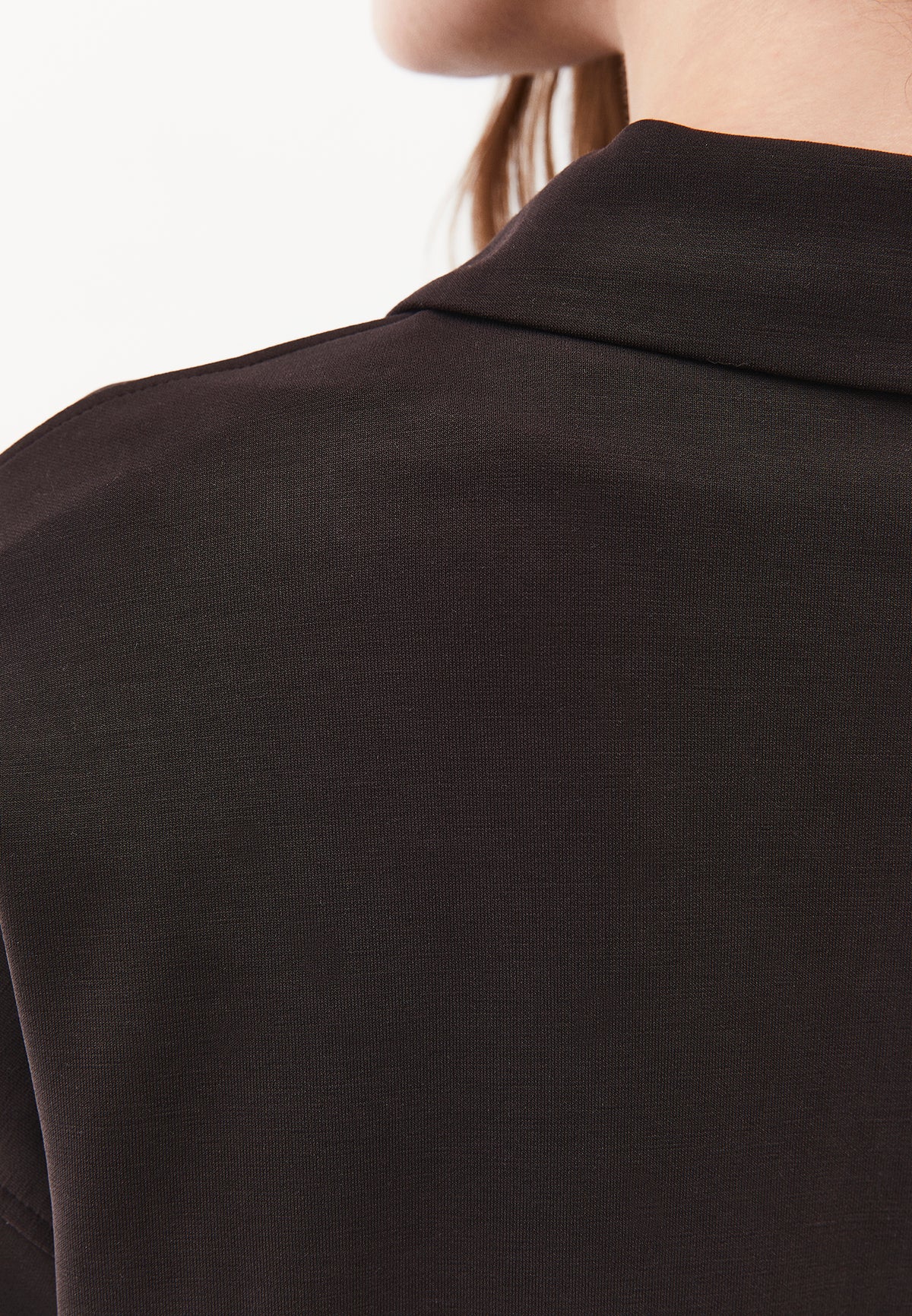 Zip Detail Polo Collar Sweatshirt - CHOCOLATE TORTE
