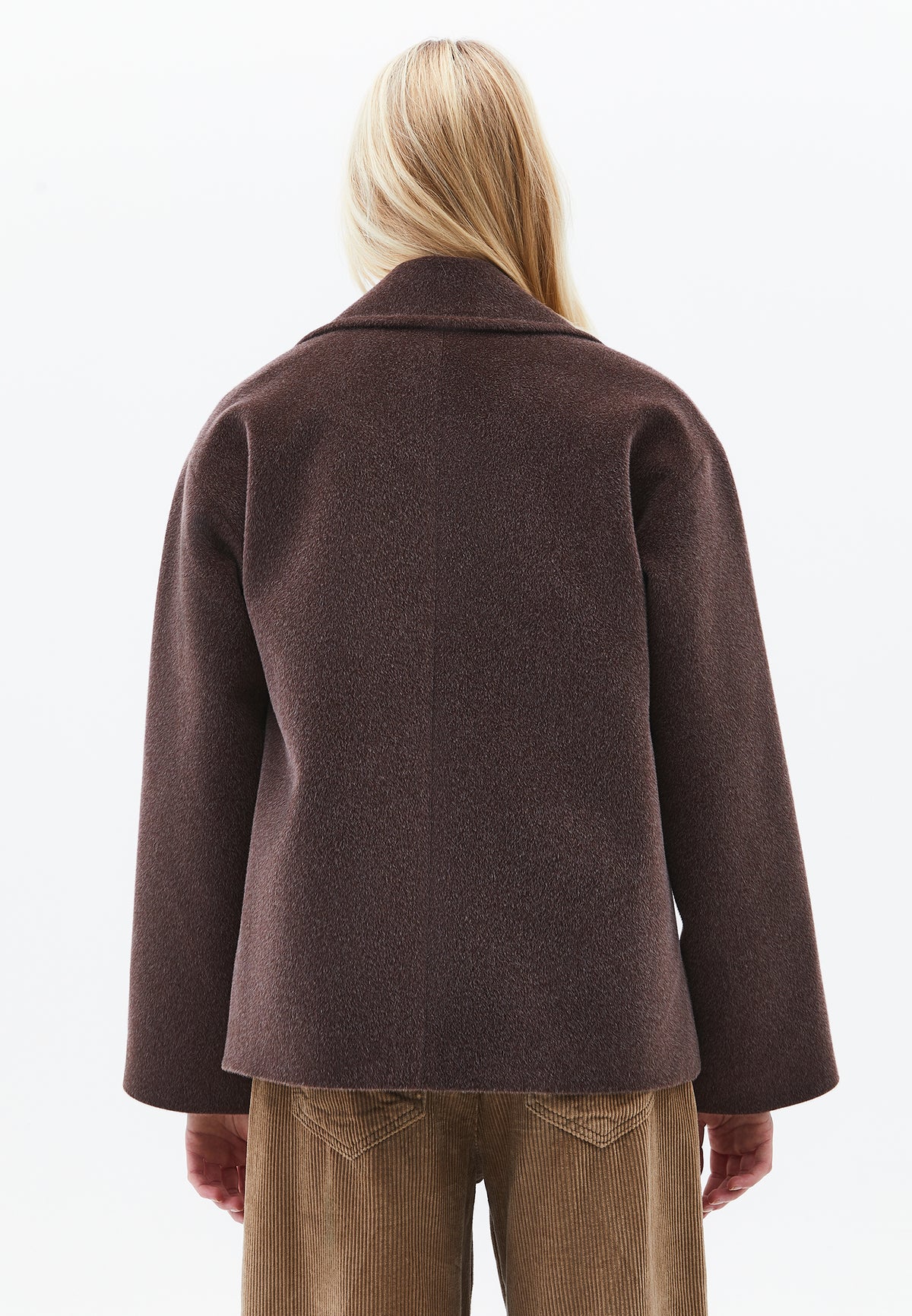 Double-Breasted Collar Button Detailed Coat - Brown
