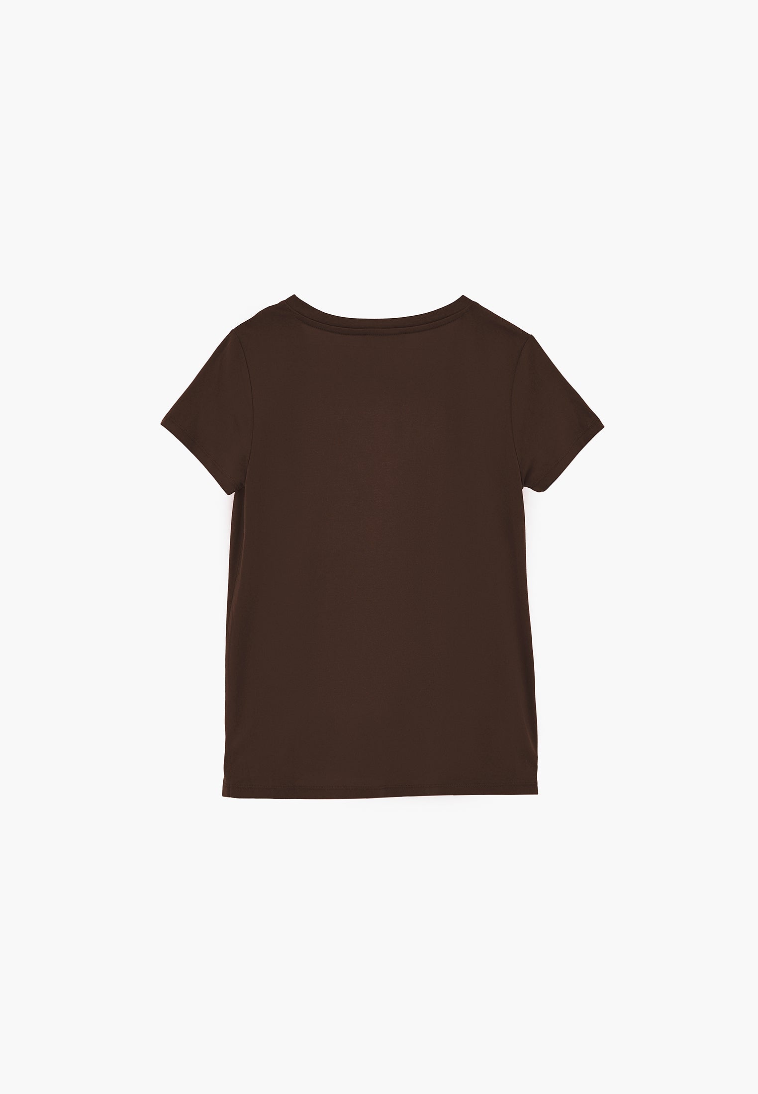 Short Sleeve V Neck T-Shirt - CHOCOLATE TORTE