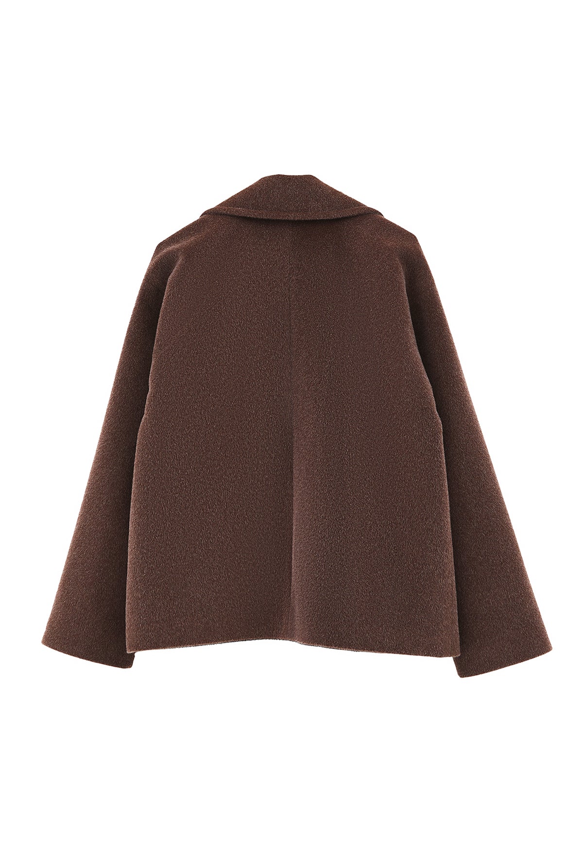 Double-Breasted Collar Button Detailed Coat - Brown