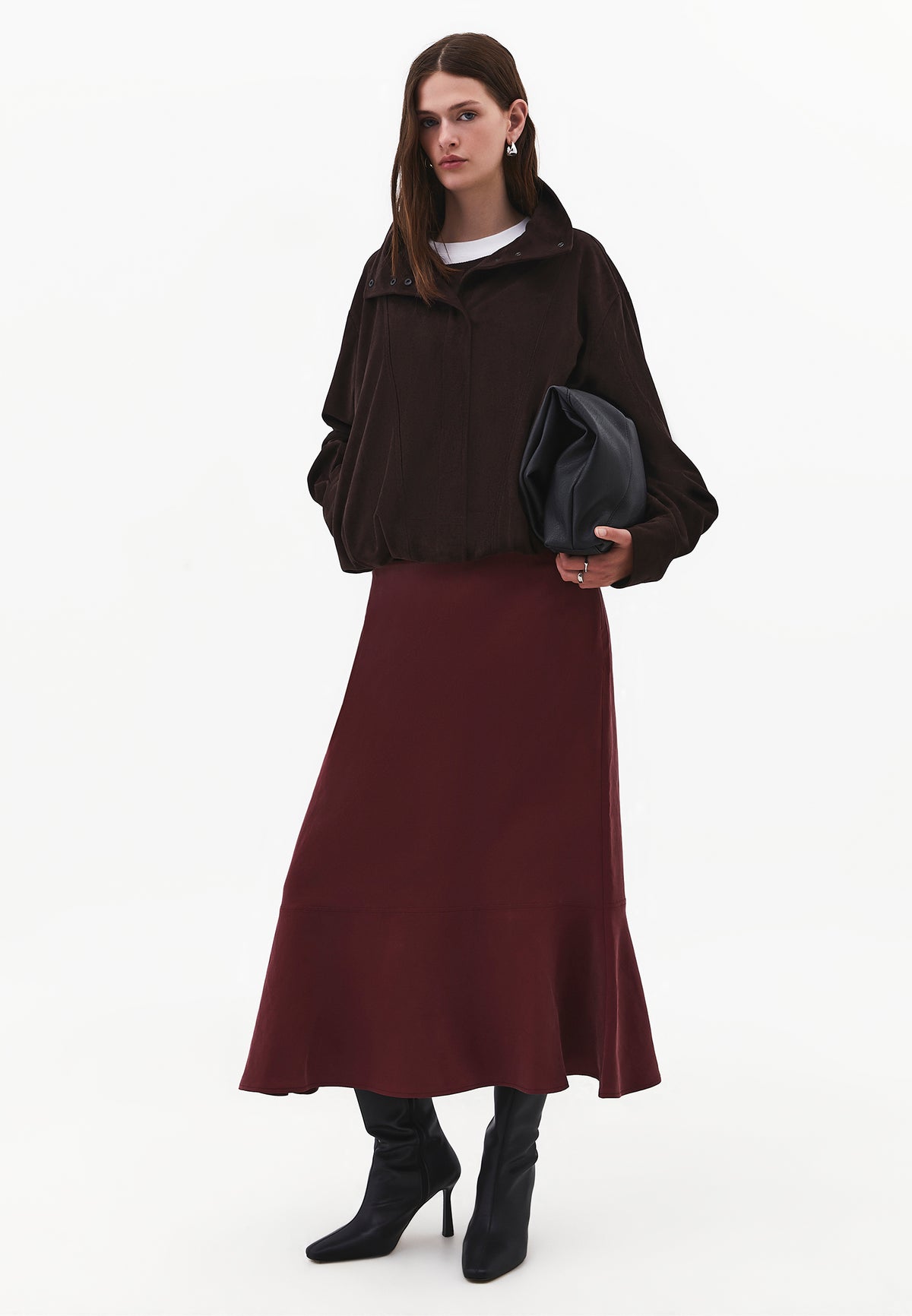 Midi A-Line Skirt - CHOCOLATE TRUFFLE