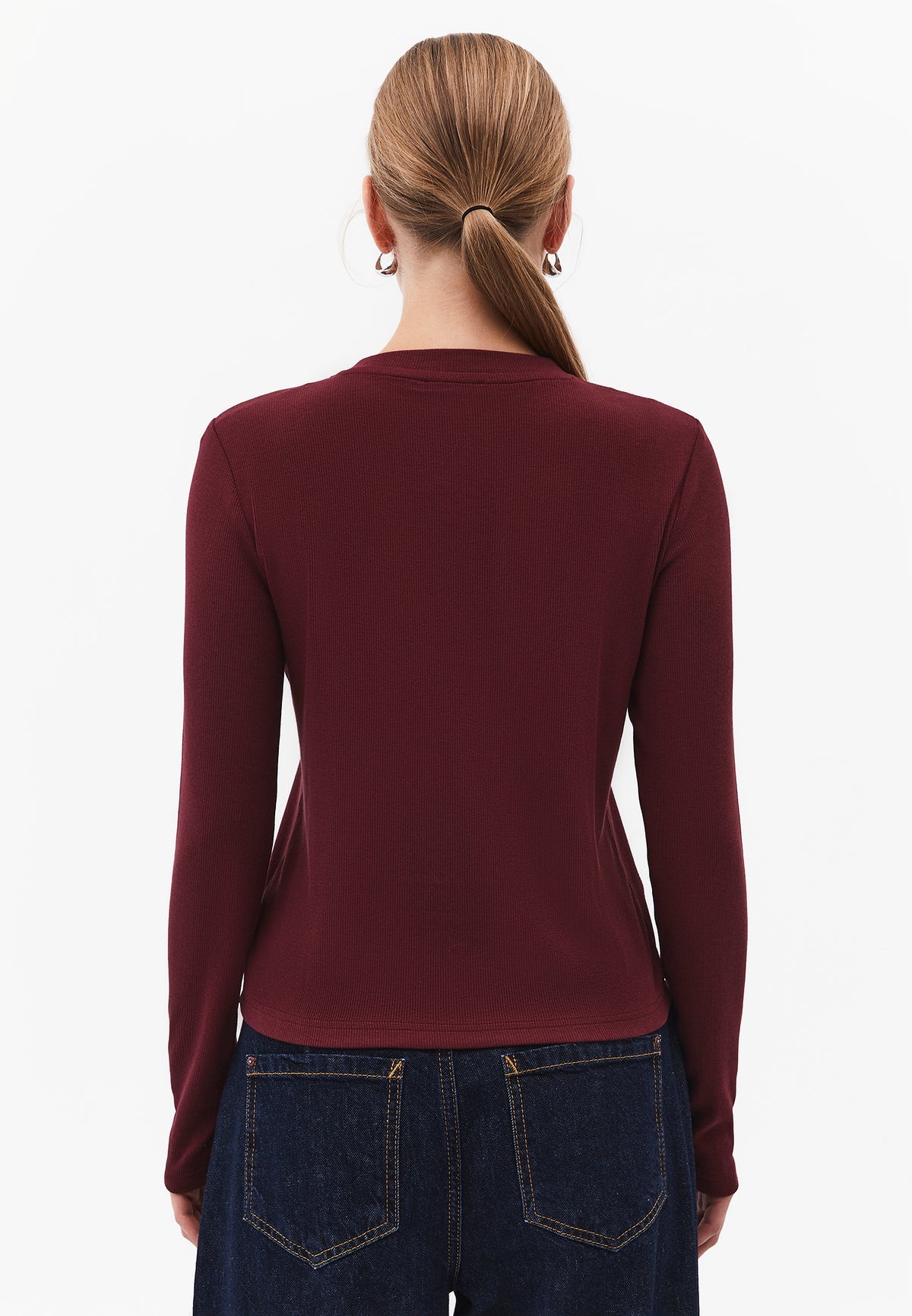 Buttoned Crew Neck Cardigan - CHOCOLATE TRUFFLE