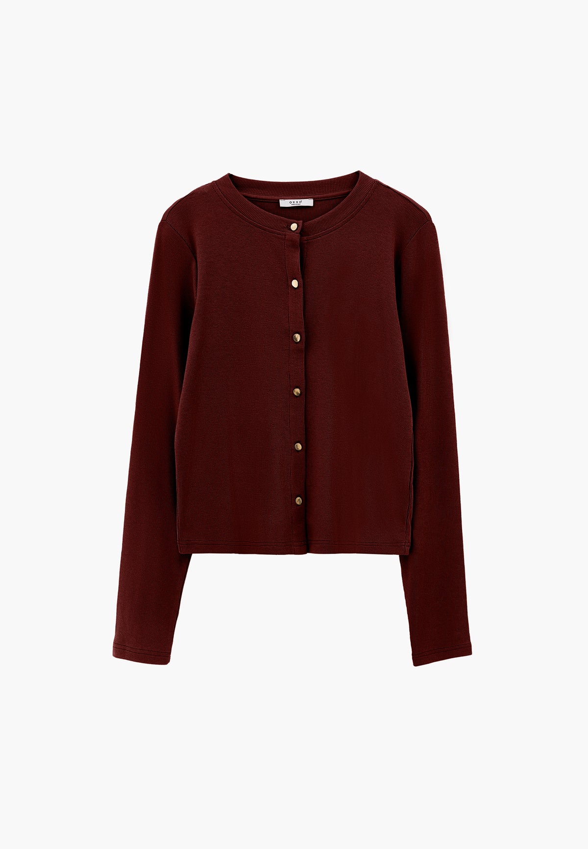 Buttoned Crew Neck Cardigan - CHOCOLATE TRUFFLE